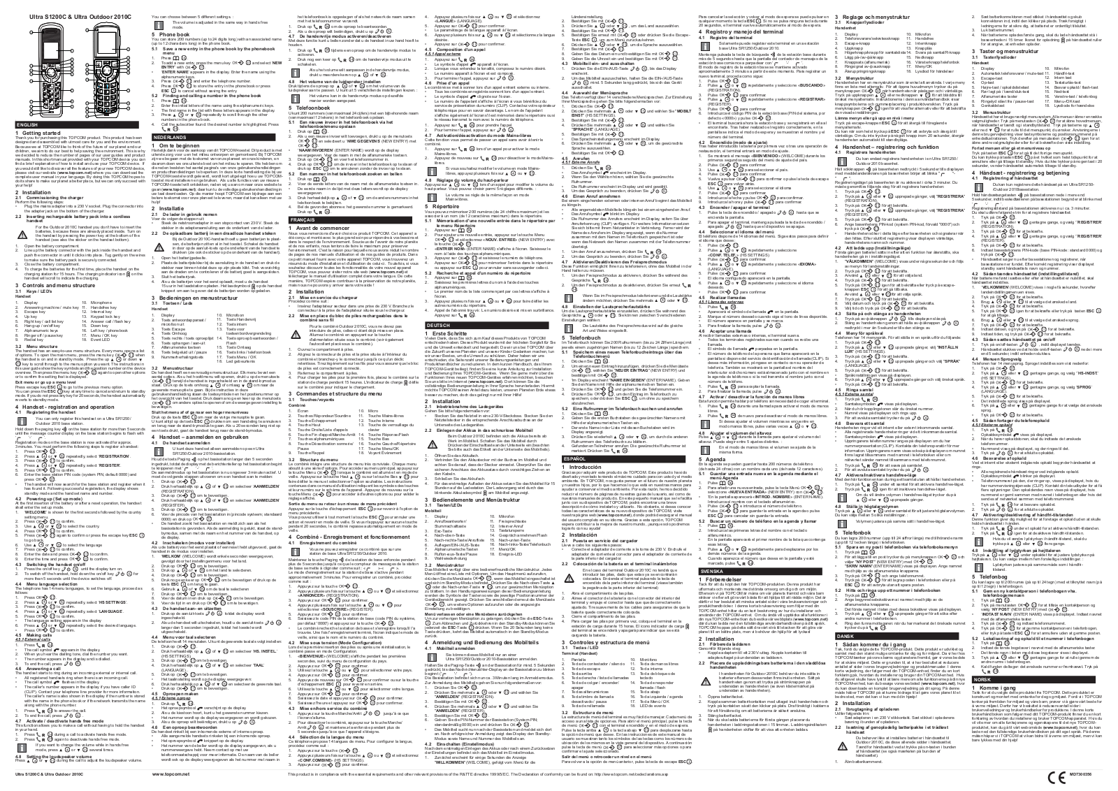 Topcom S2010C, TE-5851 Operating Instructions