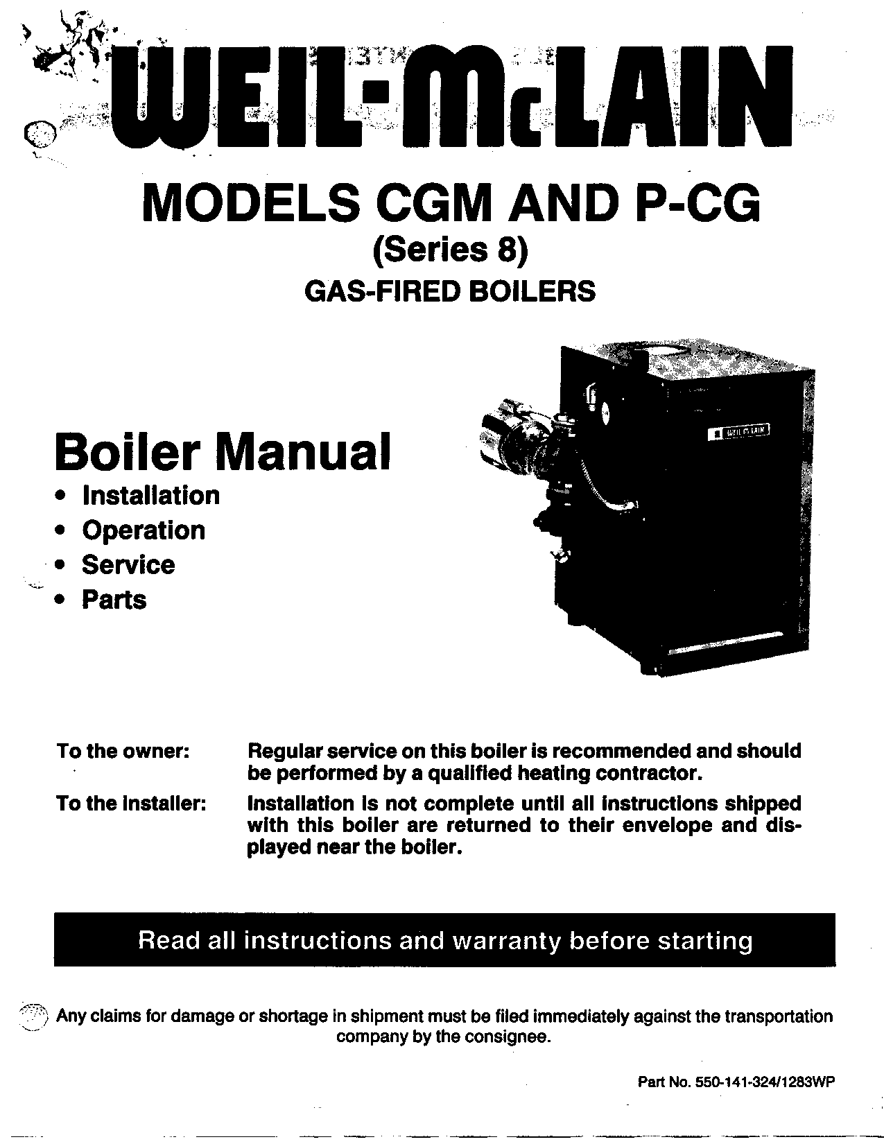 Weil-McLain P-CG, CGM10 User Manual