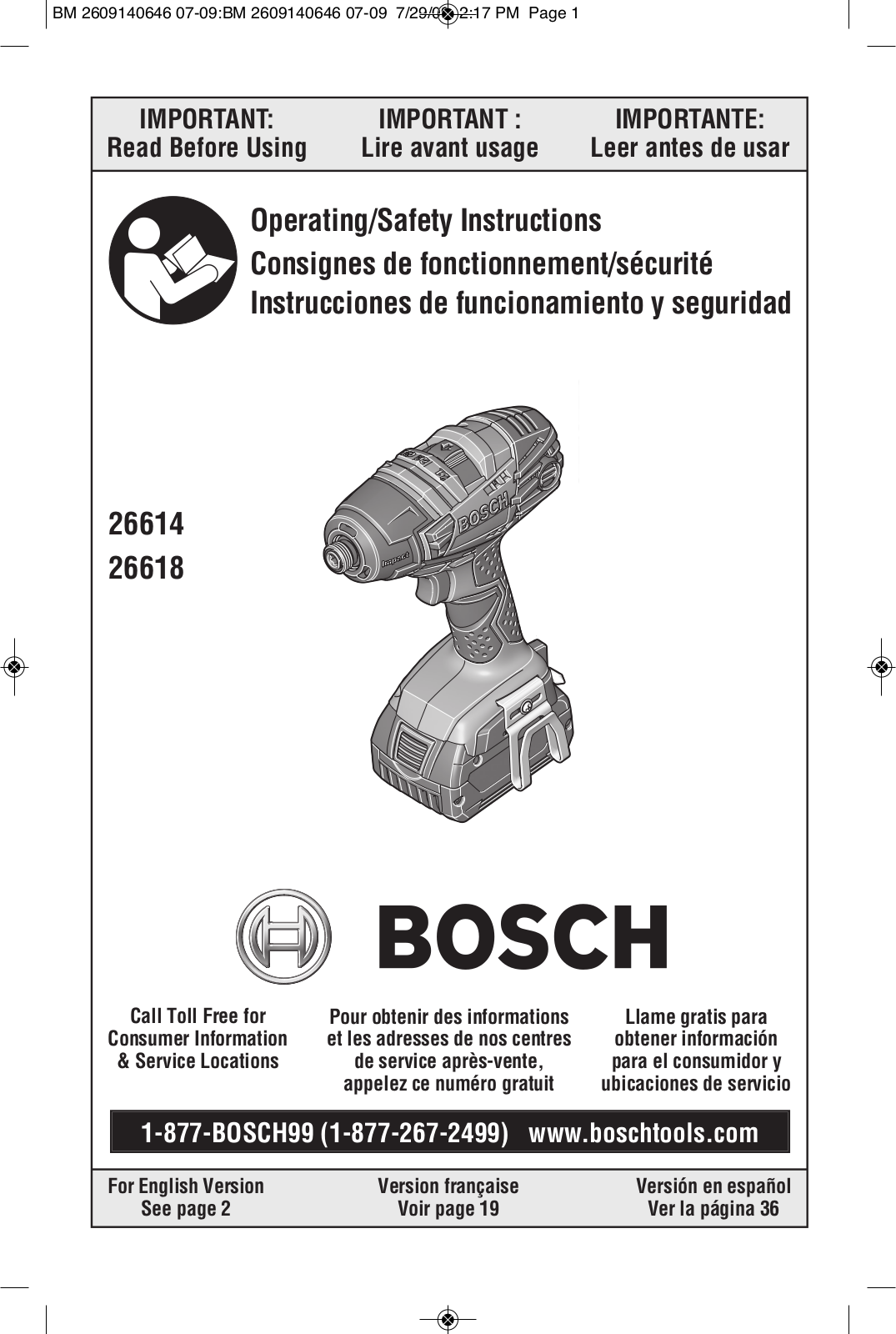 Bosch Power Tools 26618-01, 26618BL, 26618B User Manual