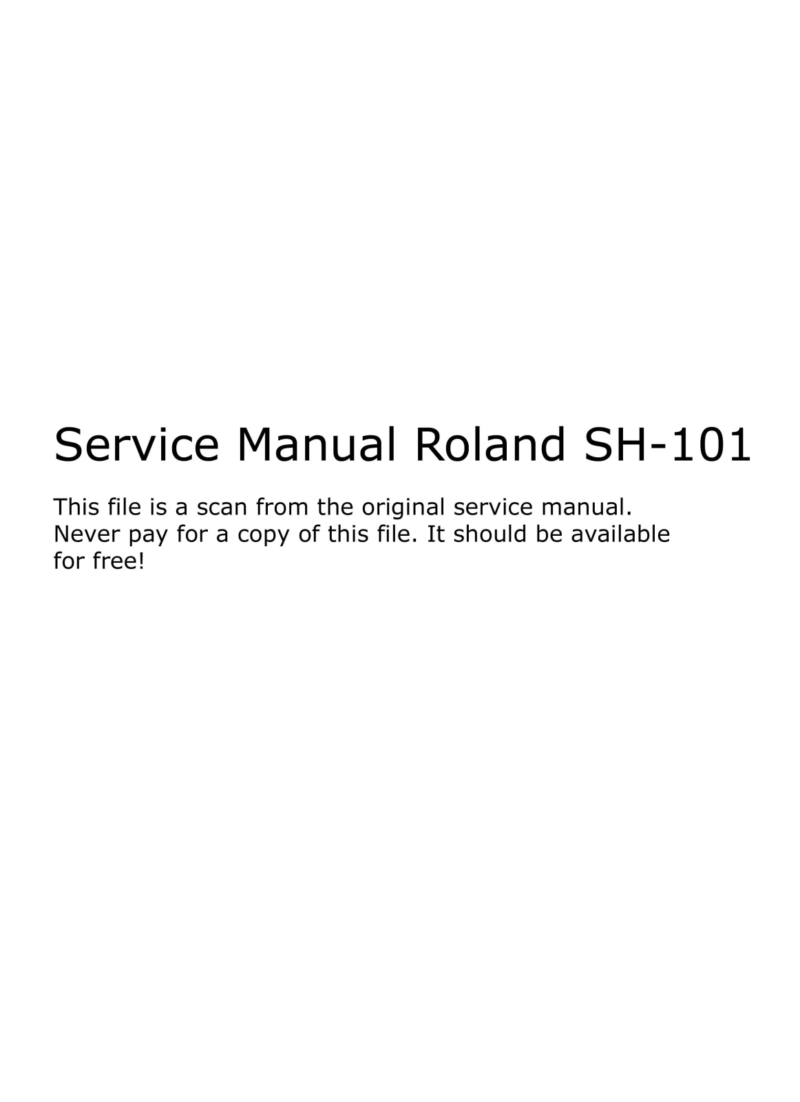 Roland SH101 Service Manual