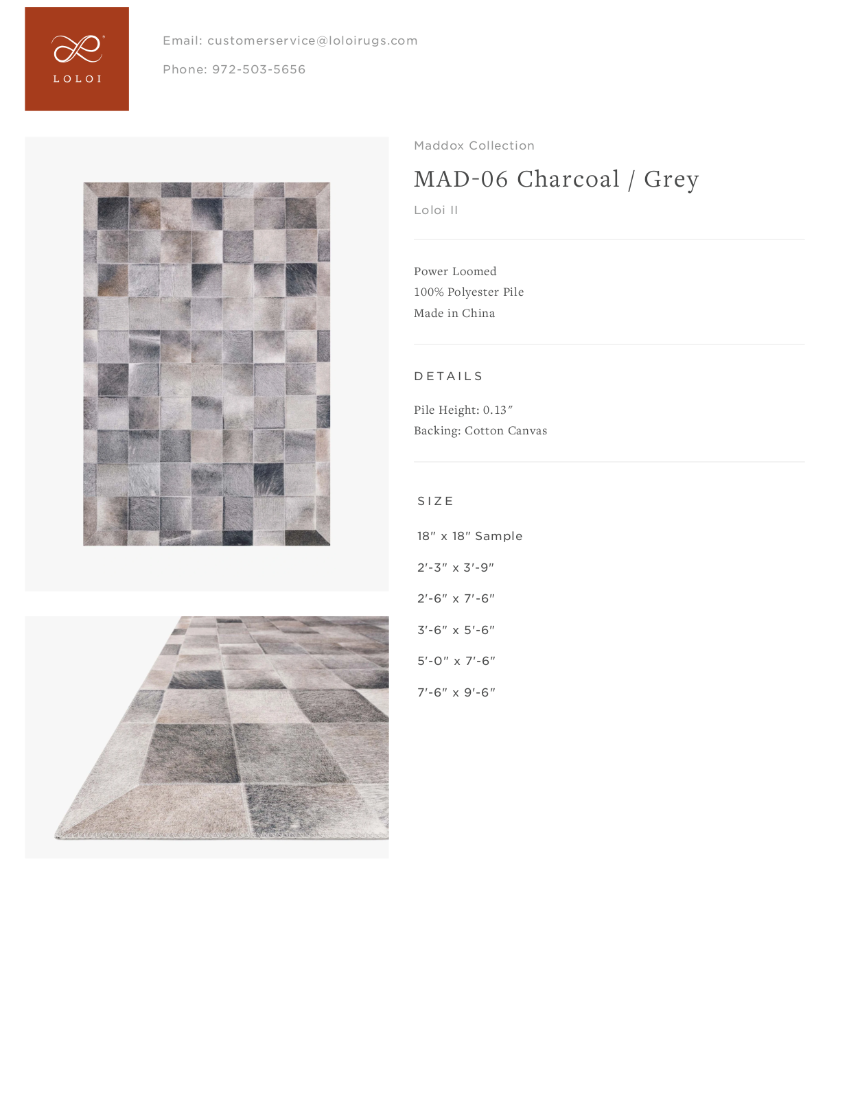 Loloi Rugs MAD-06 Charcoal / Grey Tearsheet