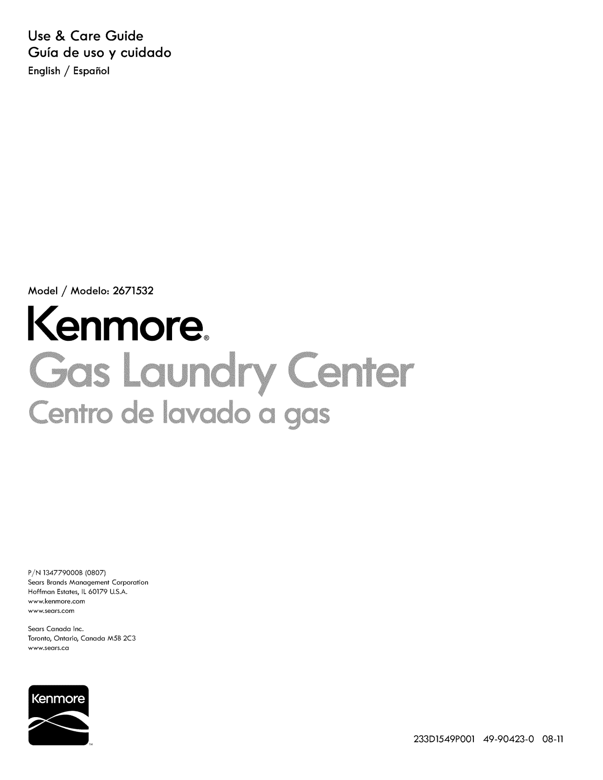 Kenmore 36371542211, 2671532413, 2671532412, 2671532312, 2671532311 Owner’s Manual