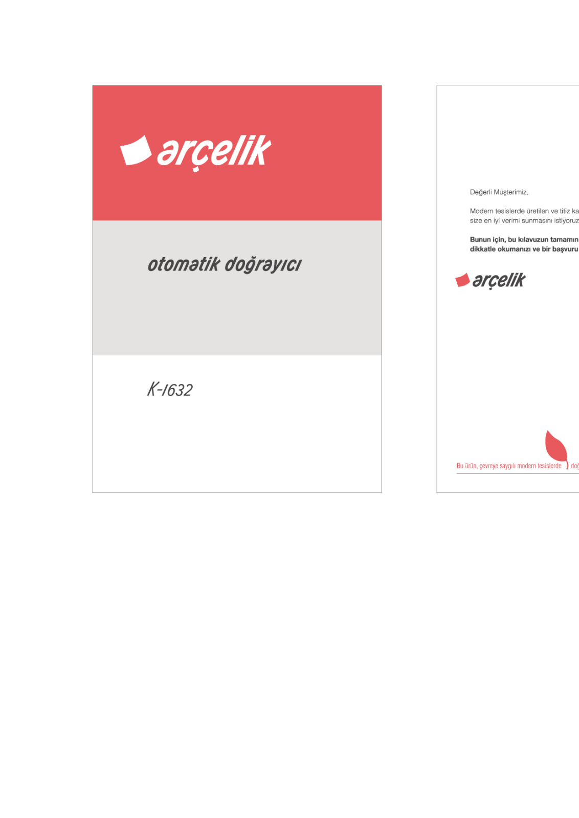 Arçelik K1632 User manual