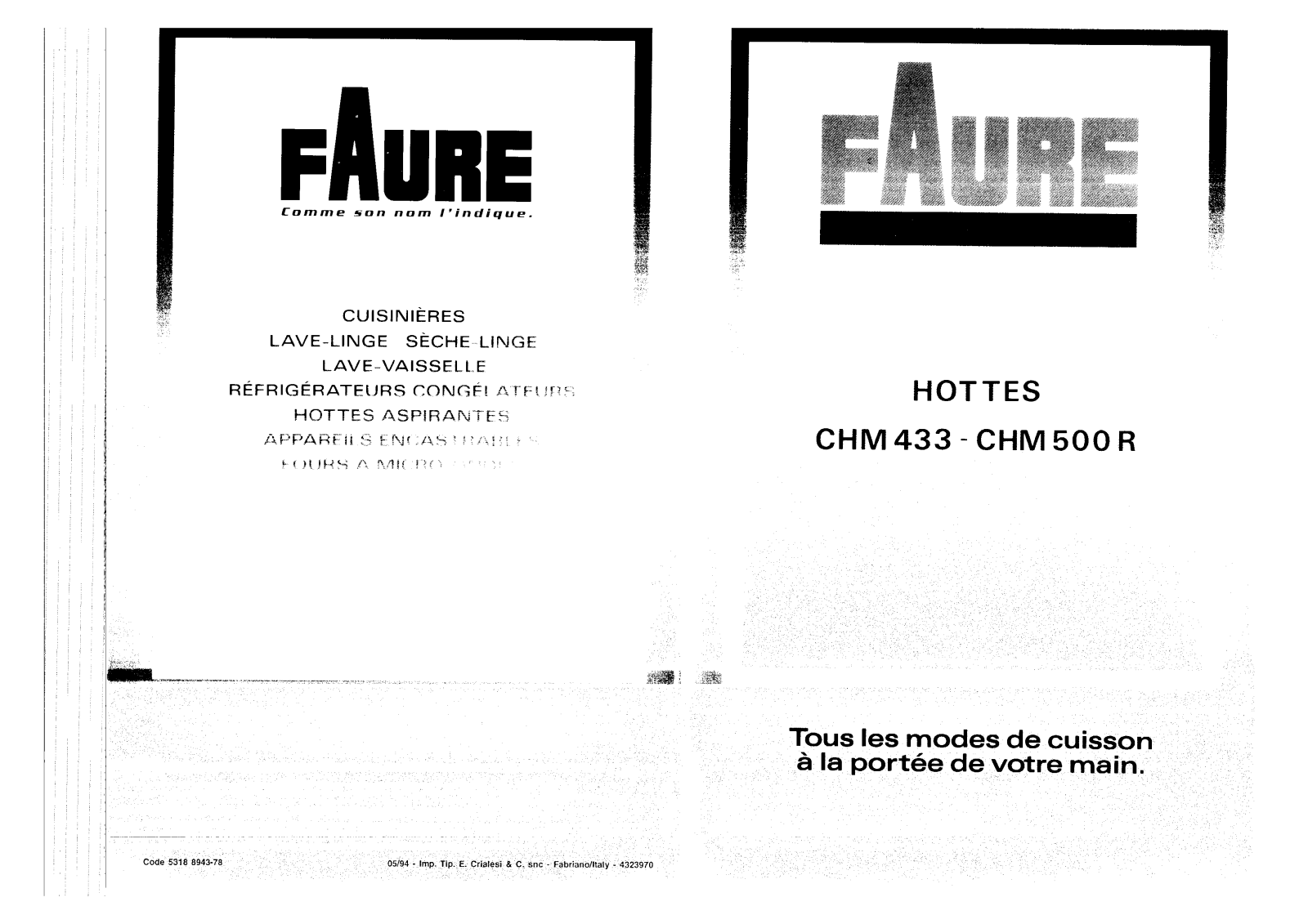 Faure CHM500R, CHM433W, CHM433T User Manual