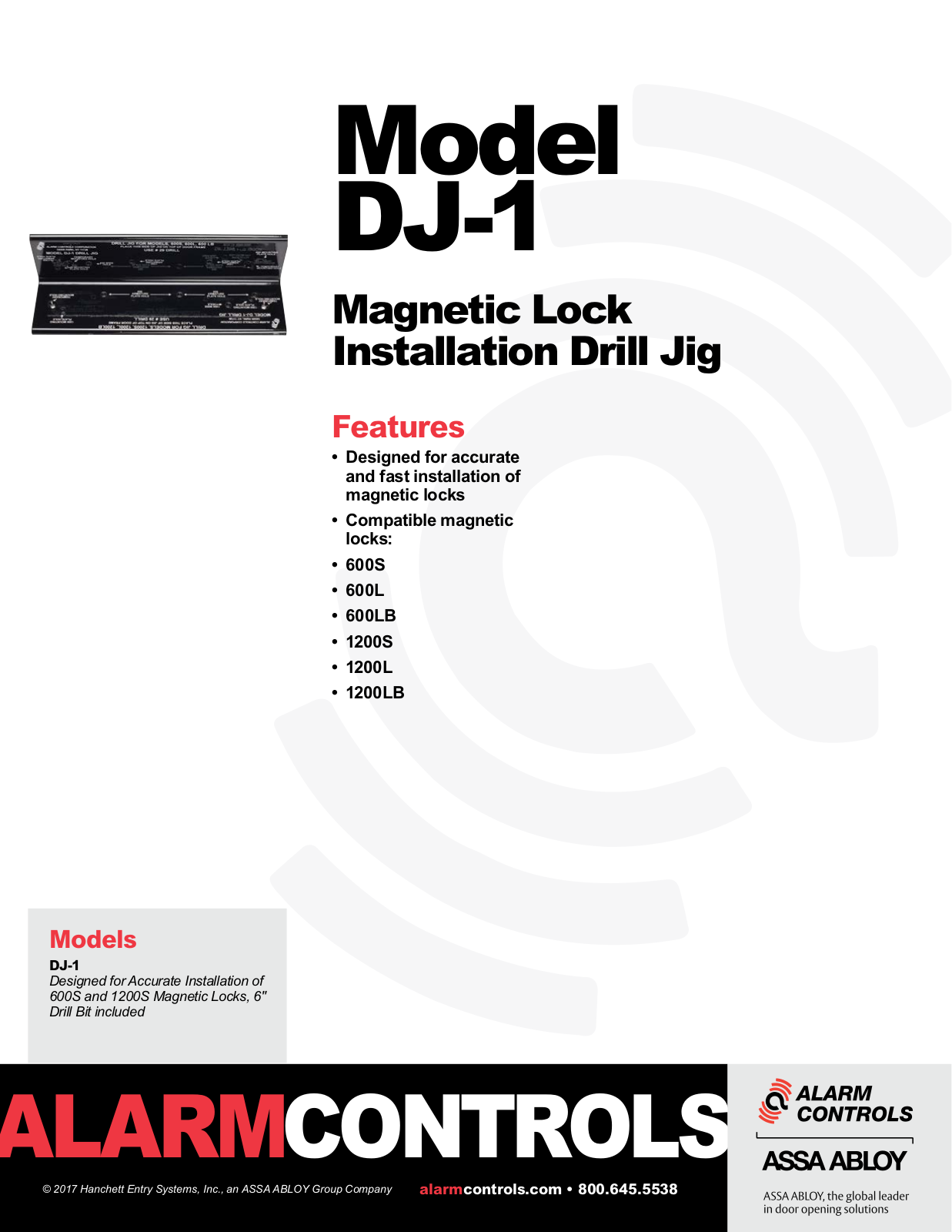 Alarm Controls DJ-1 Specsheet