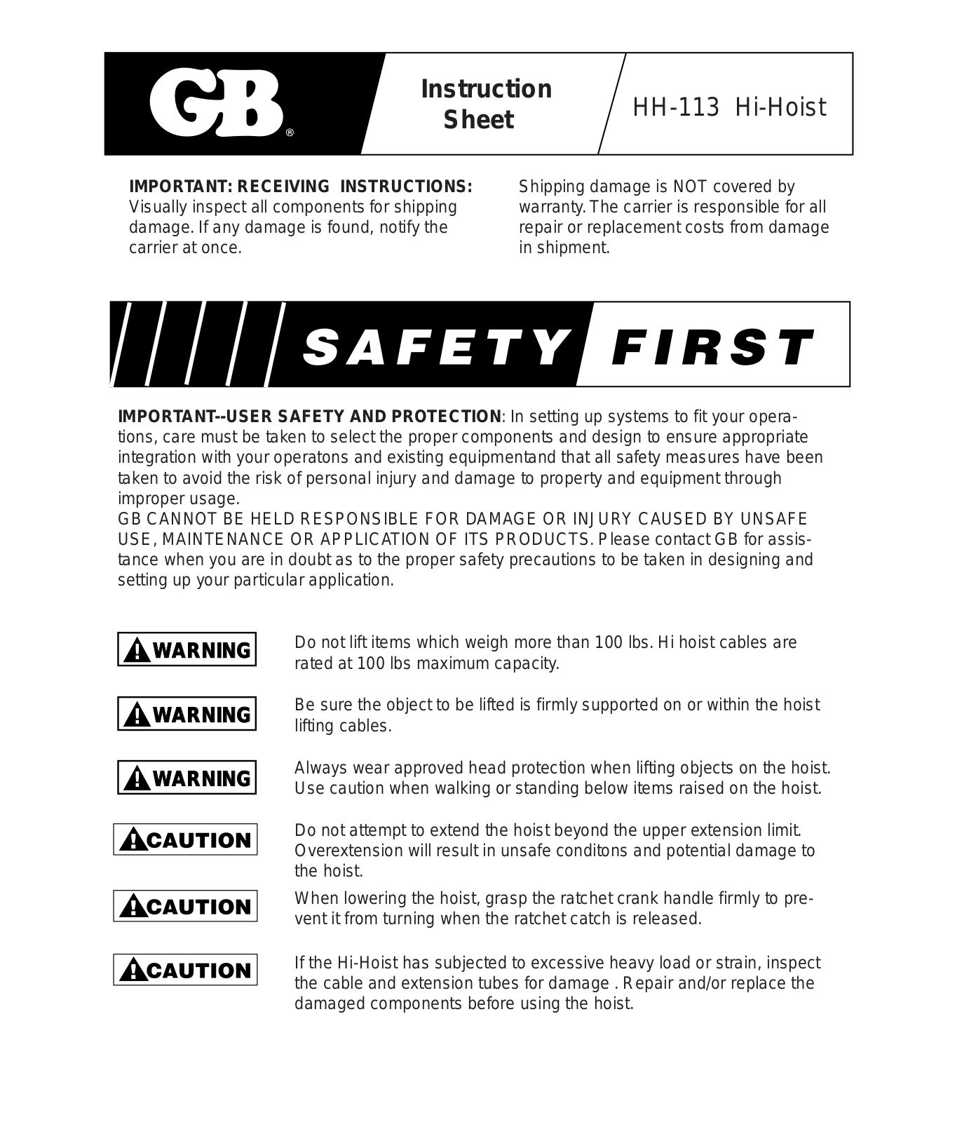 GB HH-113 User Manual