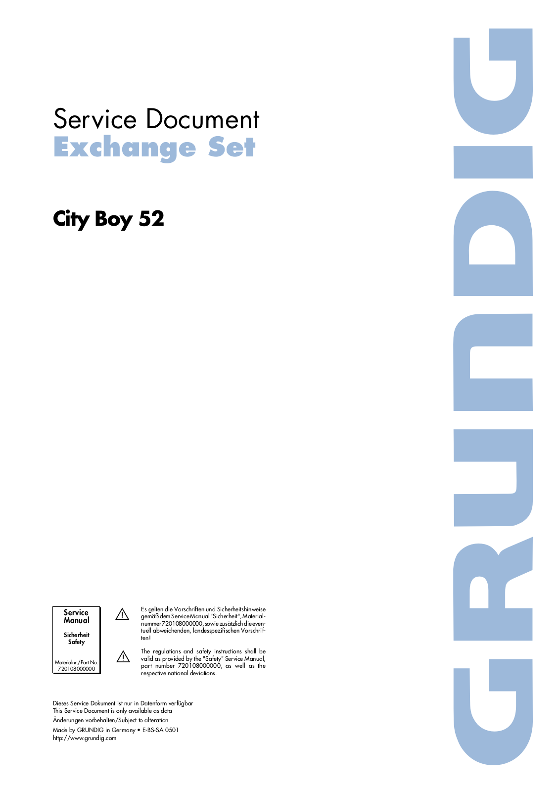 Grundig CityBoy 52 Service manual