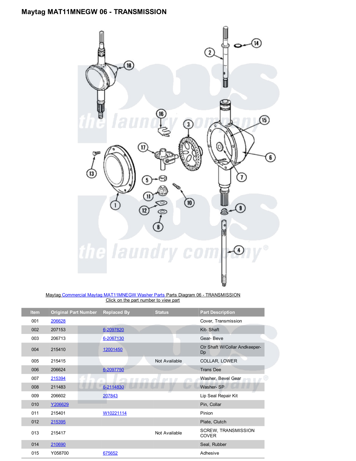 Maytag MAT11MNEGW Parts Diagram