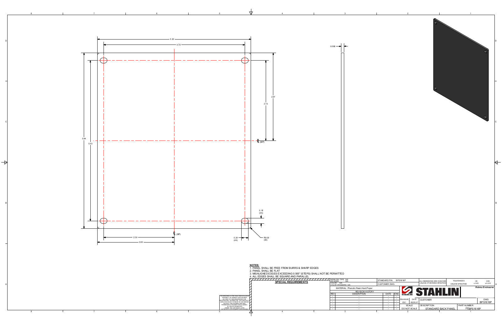 Stahlin BPS1616P Reference Drawing