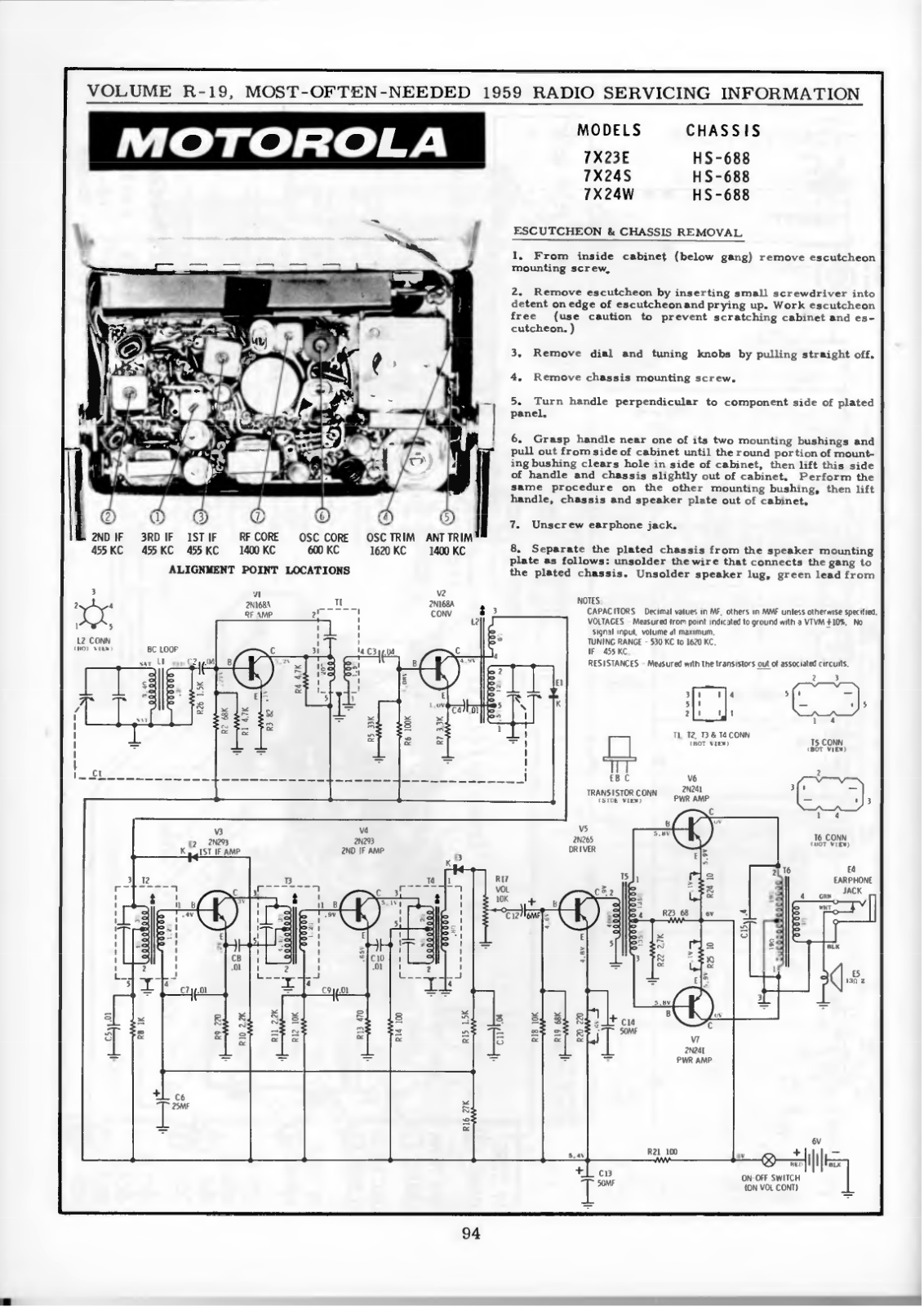 Motorola 7X23E, 7X24S-W Schematic