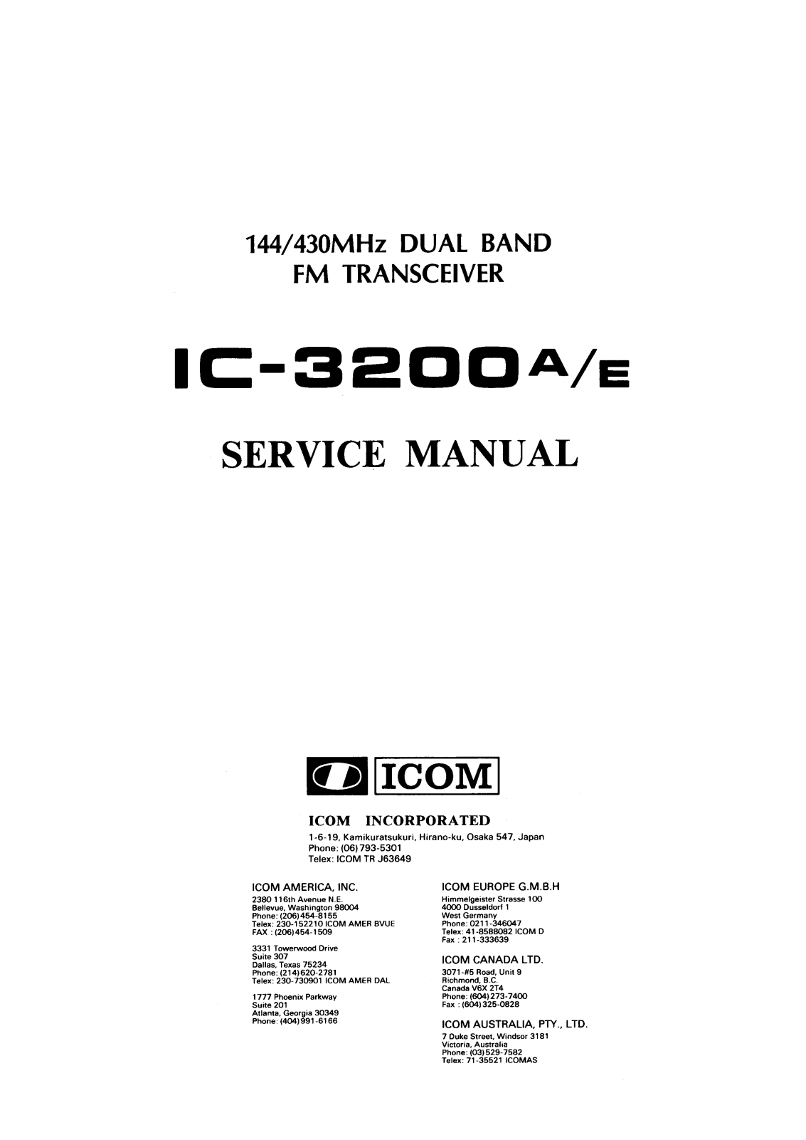 Icom ic 3200 schematic