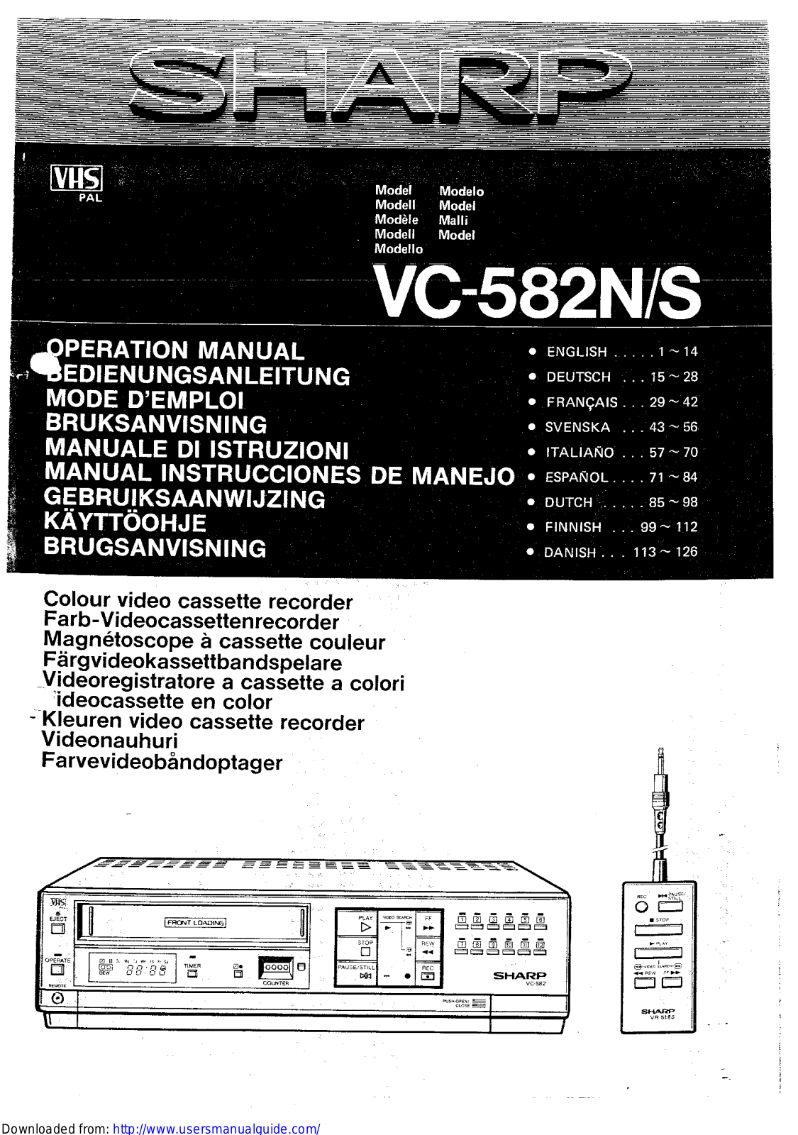 SHARP VC-582N/S User Manual