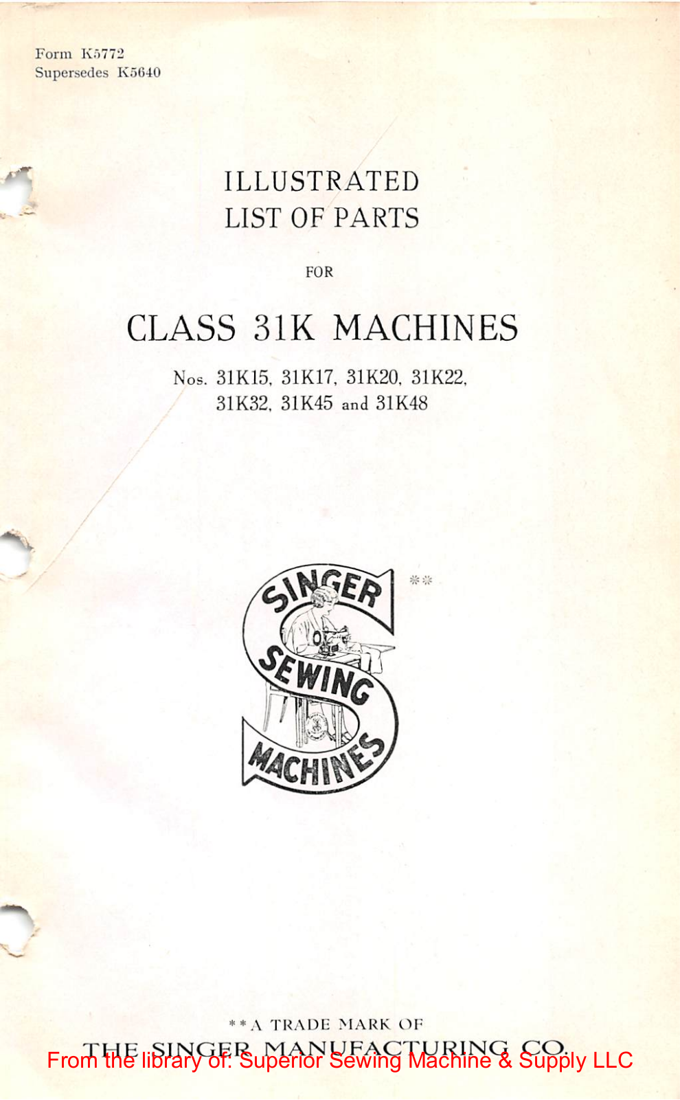 Singer 31K15, 31K17, 31K20, 31K22, 31K32 User Manual - ManualMachine.com