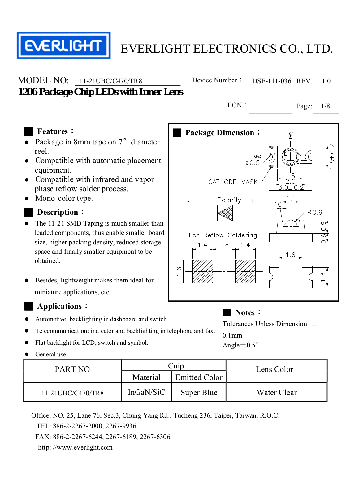 EVERLIGHT EVL 11-21UBC/C4 Datasheet - ManualMachine.com