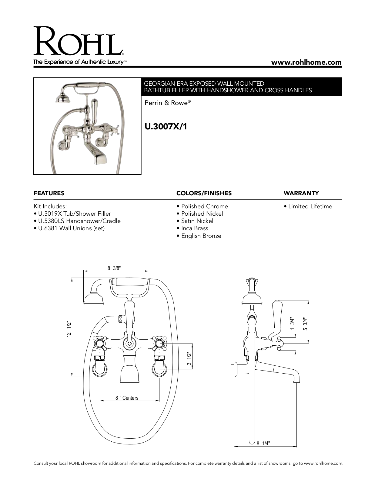 Rohl U3007X1APC User Manual