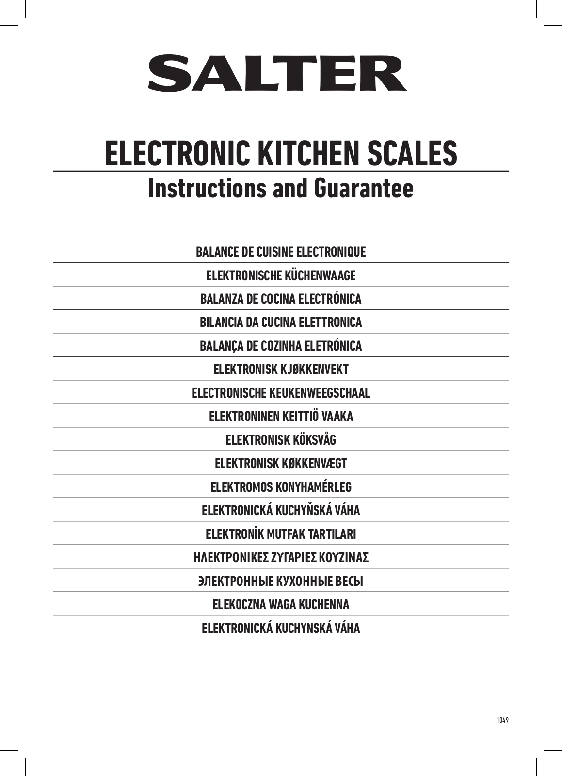 Salter HBBKDR User Manual