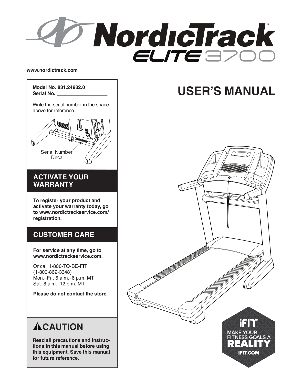 NordicTrack 831.249320 Owner's Manual