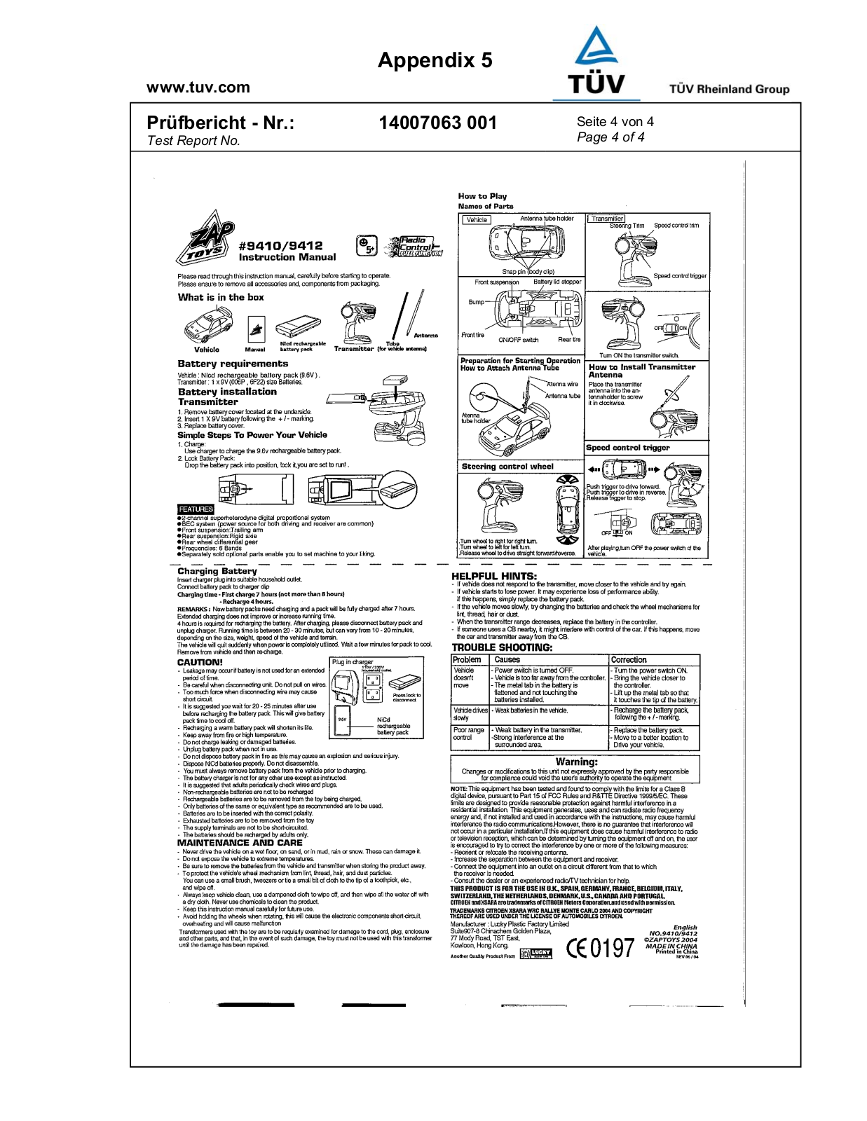 Zaptoys 94102 Users Manual