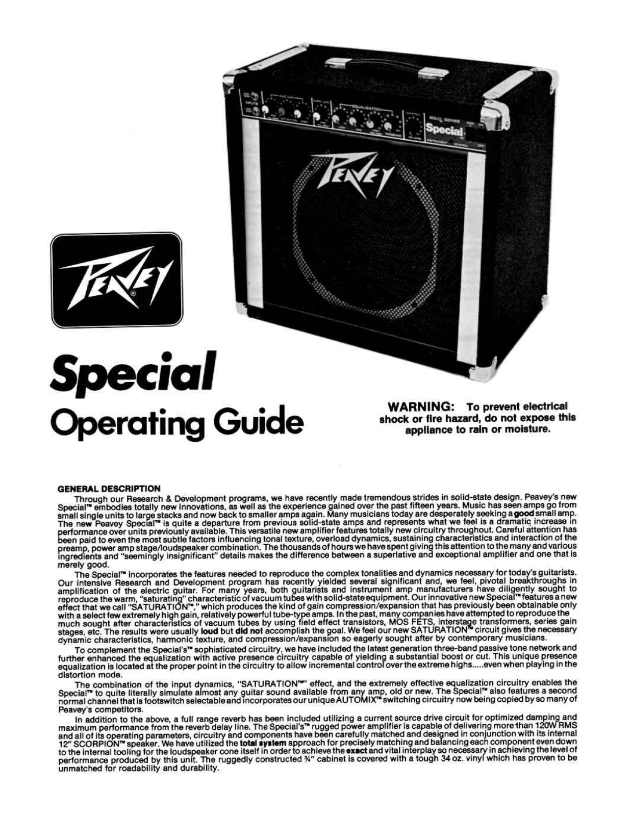 Peavey SPECIAL Operating guide