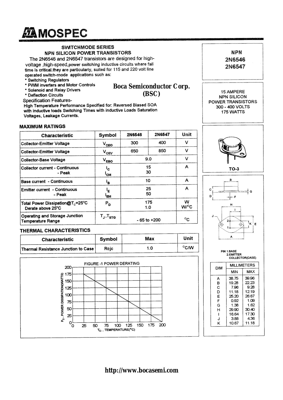 BOCA 2N6547, 2N6546 Datasheet