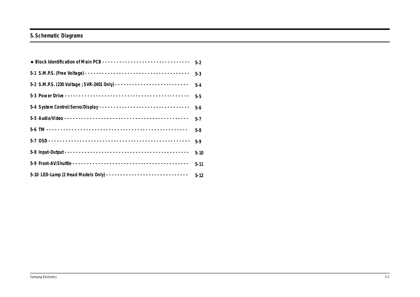 Samsung SVR-141, SVR-240W, SVR-243, SVR-2401, SVR-440 Schematics Diagram