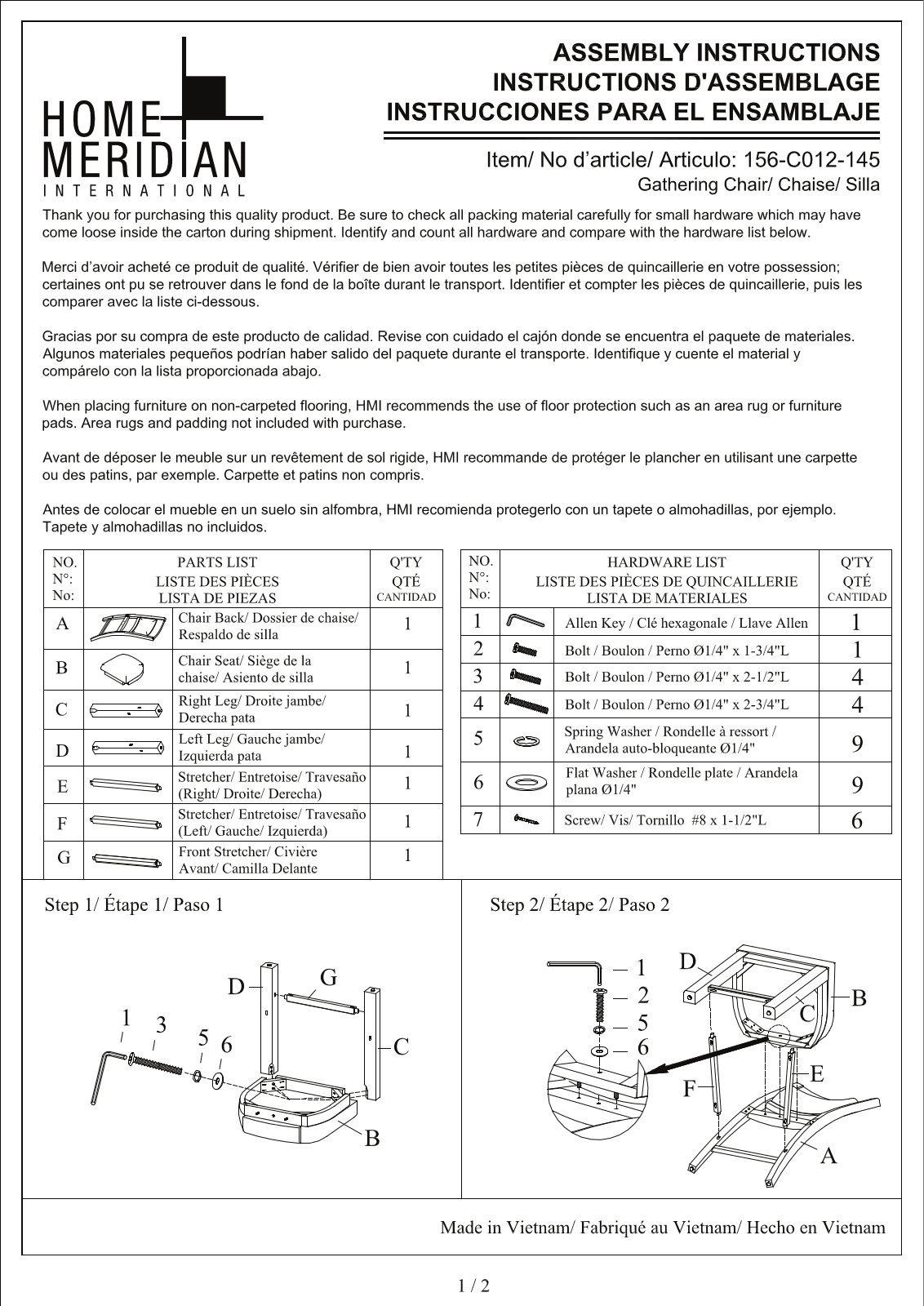 HomeFare 156C012145 Assembly Guide