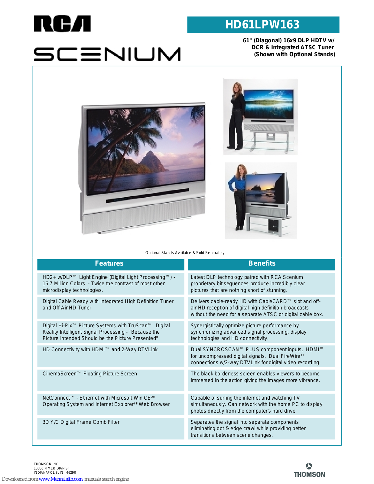 RCA Scenium HD61LPW163 Technical Specifications