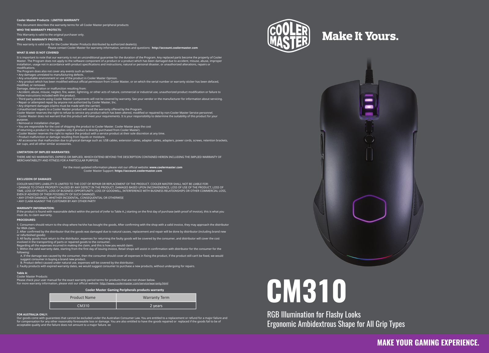 Cooler Master CM-310-KKWO2 User Manual