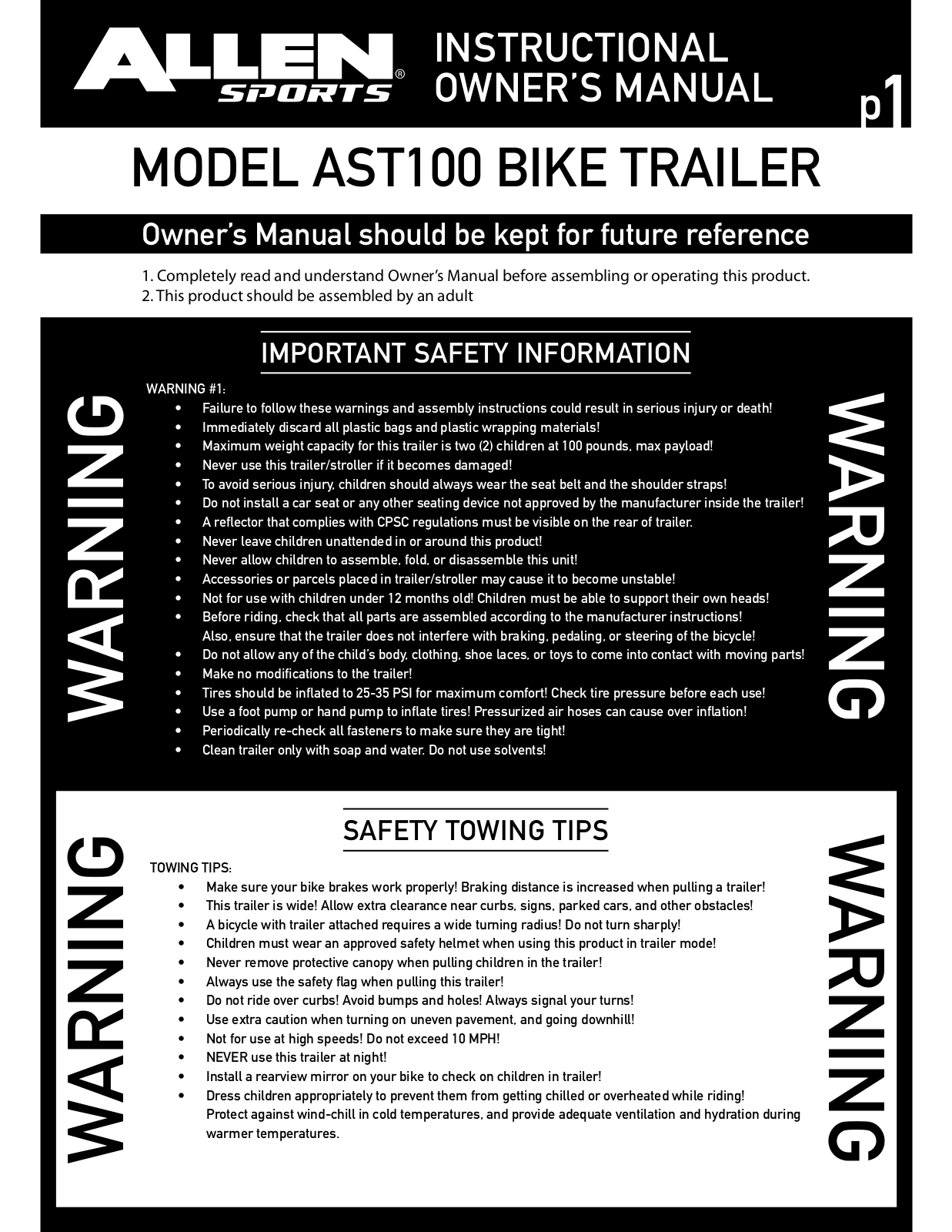 Allen Sports AST100 User Manual