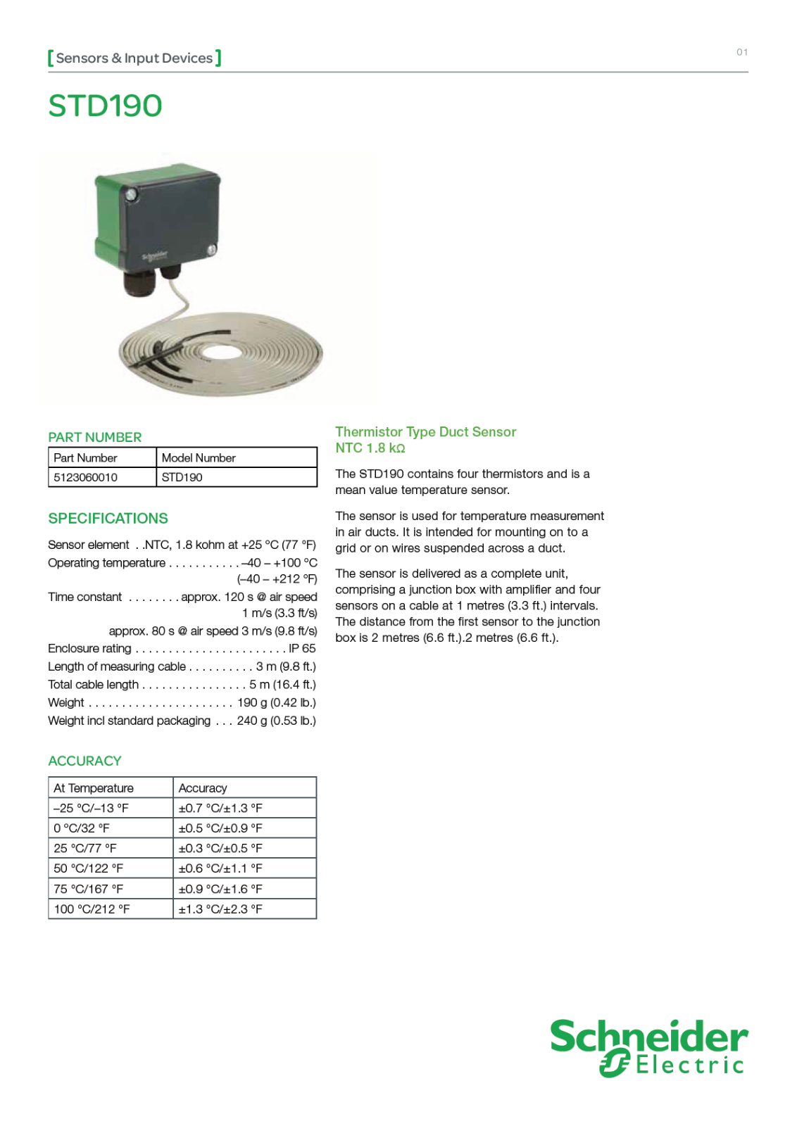 Schneider Electric STD190 Data Sheet