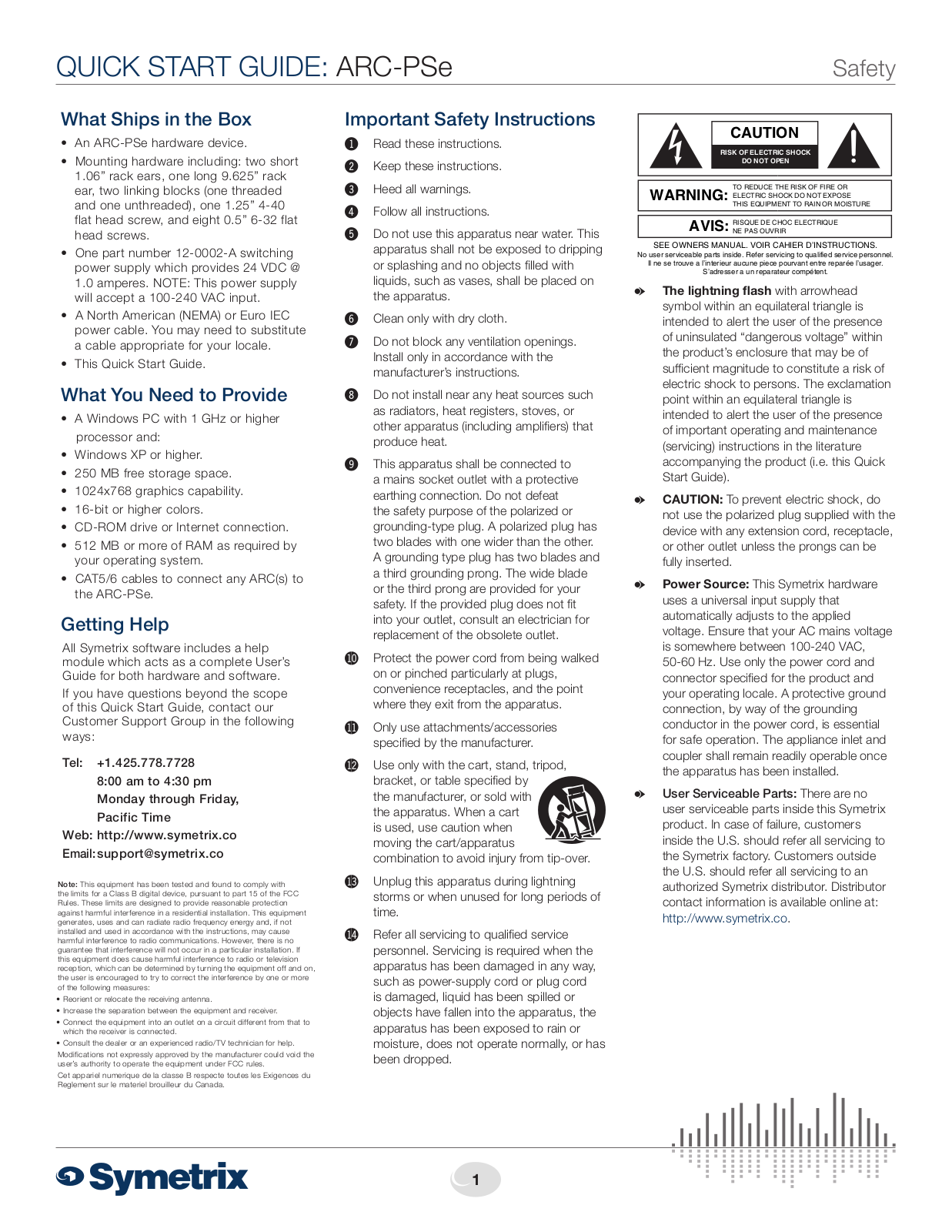 Symetrix ARC-PSe User Manual