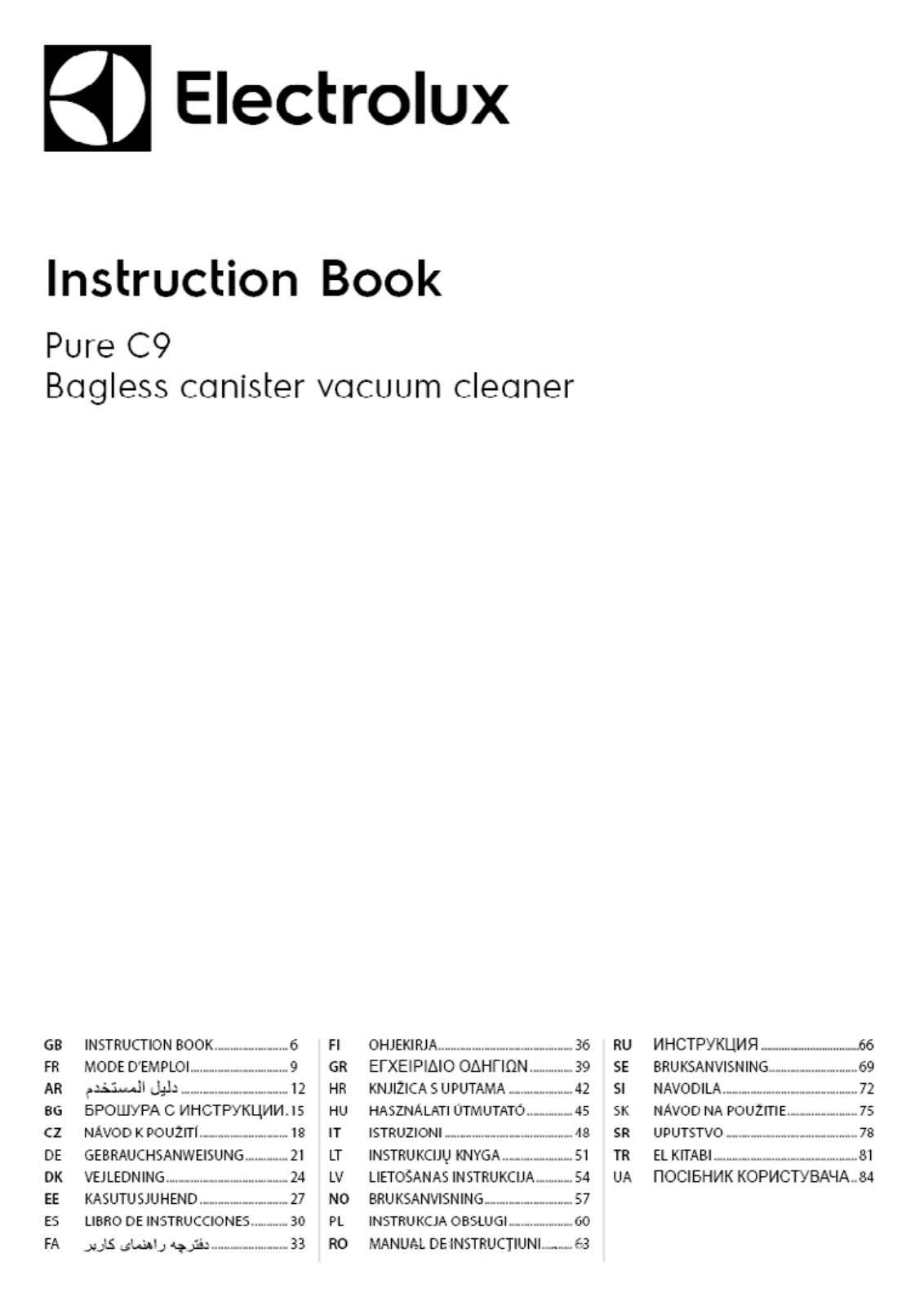 Electrolux PC91-8STM, PC91-GREEN User Manual