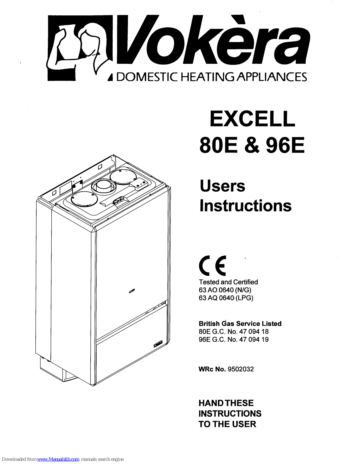 VOKERA Excell 80E, Excell 96E User Instructions