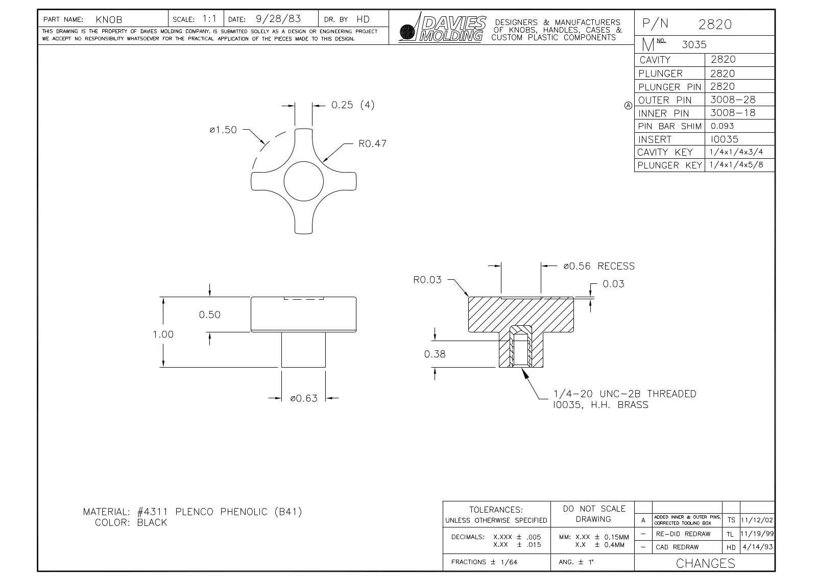 Davies Molding 2820 Reference Drawing