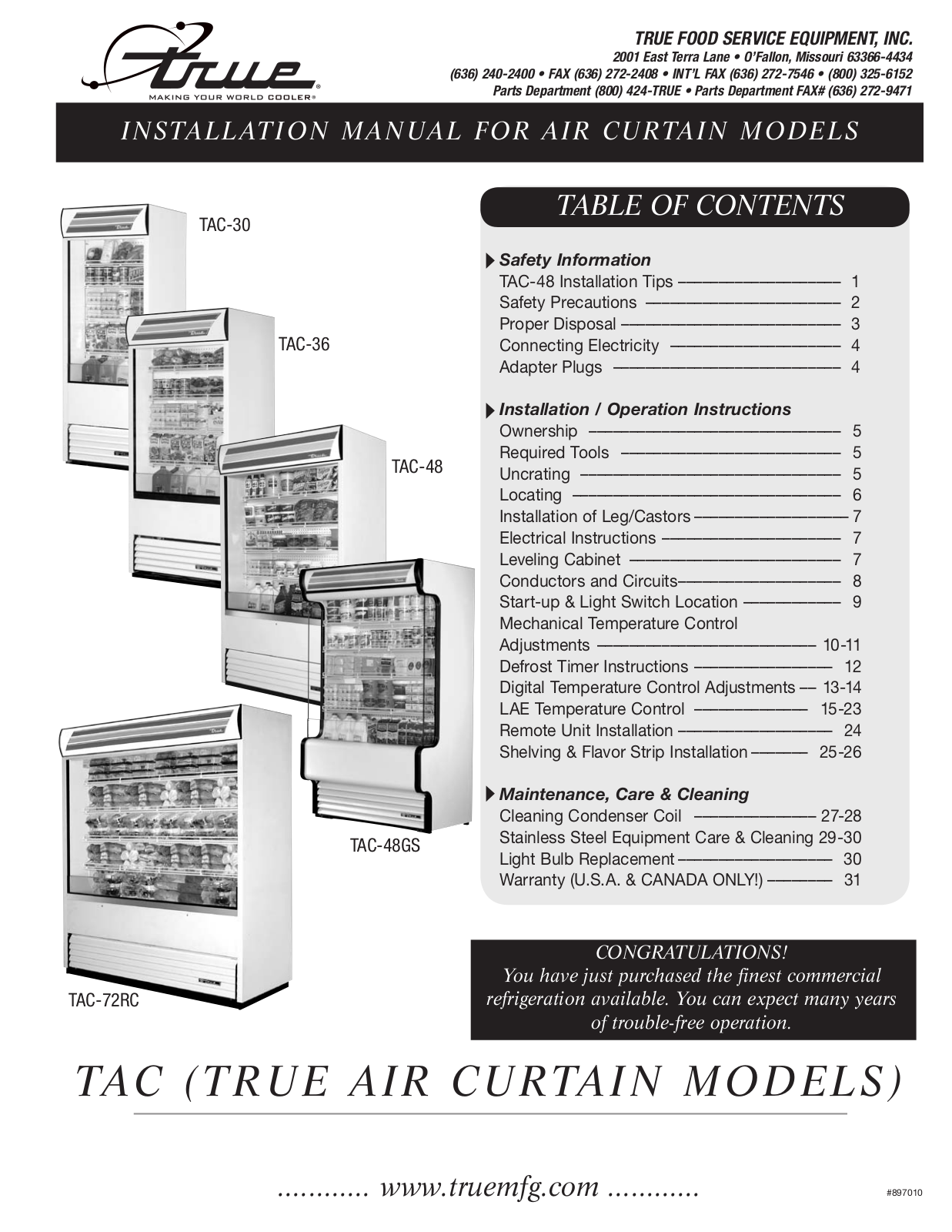 True TAC-36 User Manual