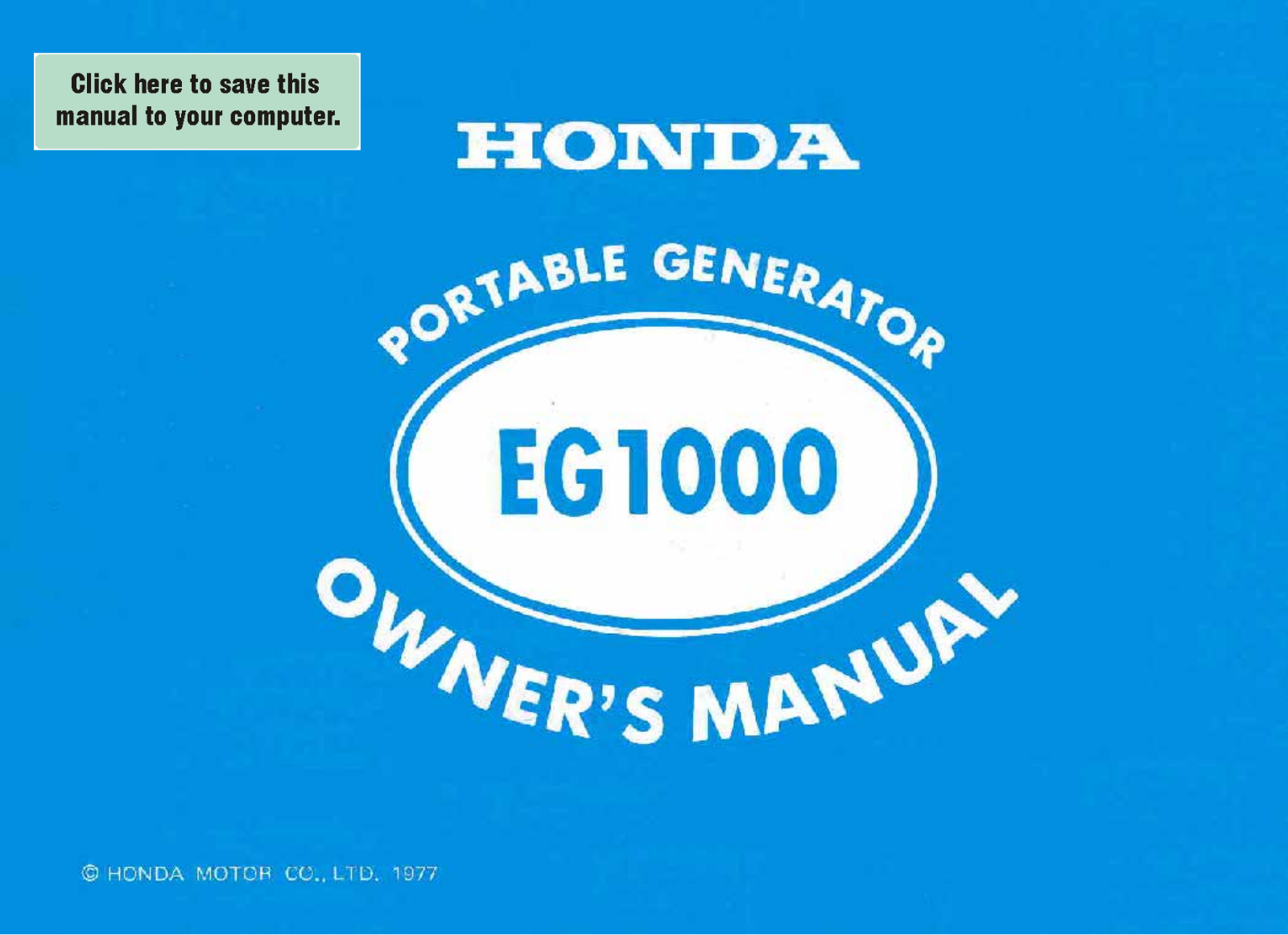 Honda Power Equipment EG1000 User Manual