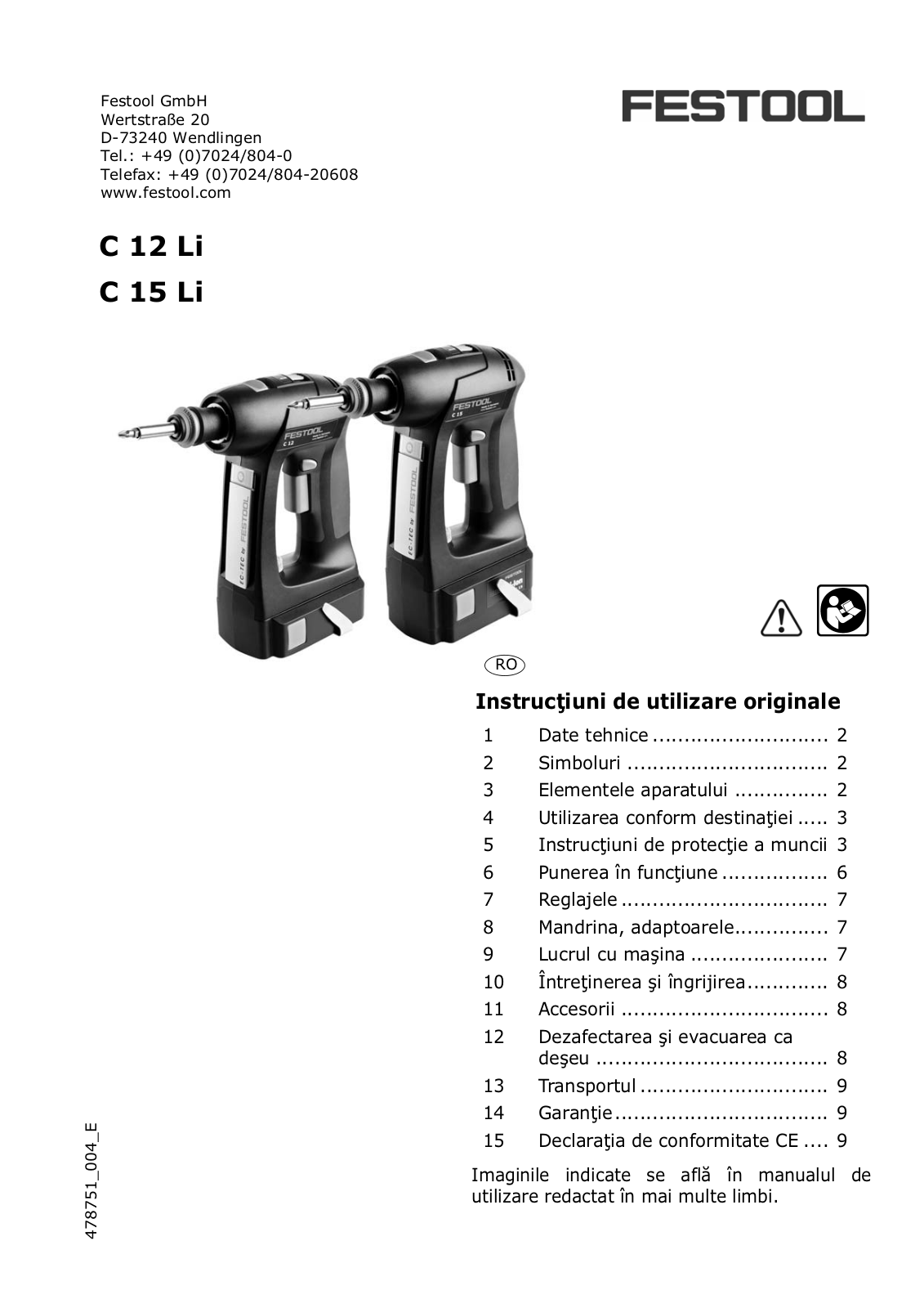 Festool C15LI, C12LI User Manual