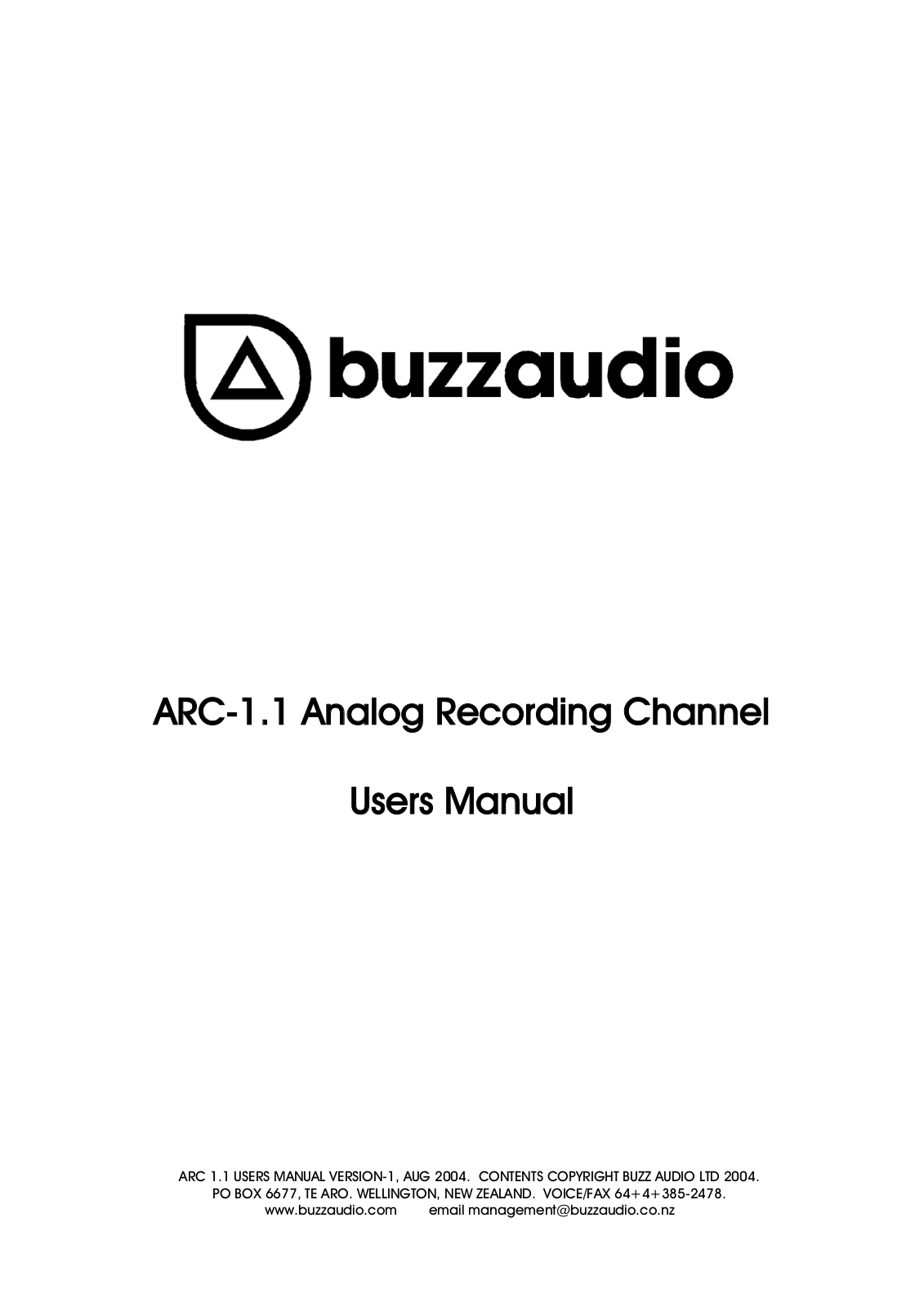 buzz-audio Buzz Audio ARC1.1 arcusersmanual - ManualMachine.com
