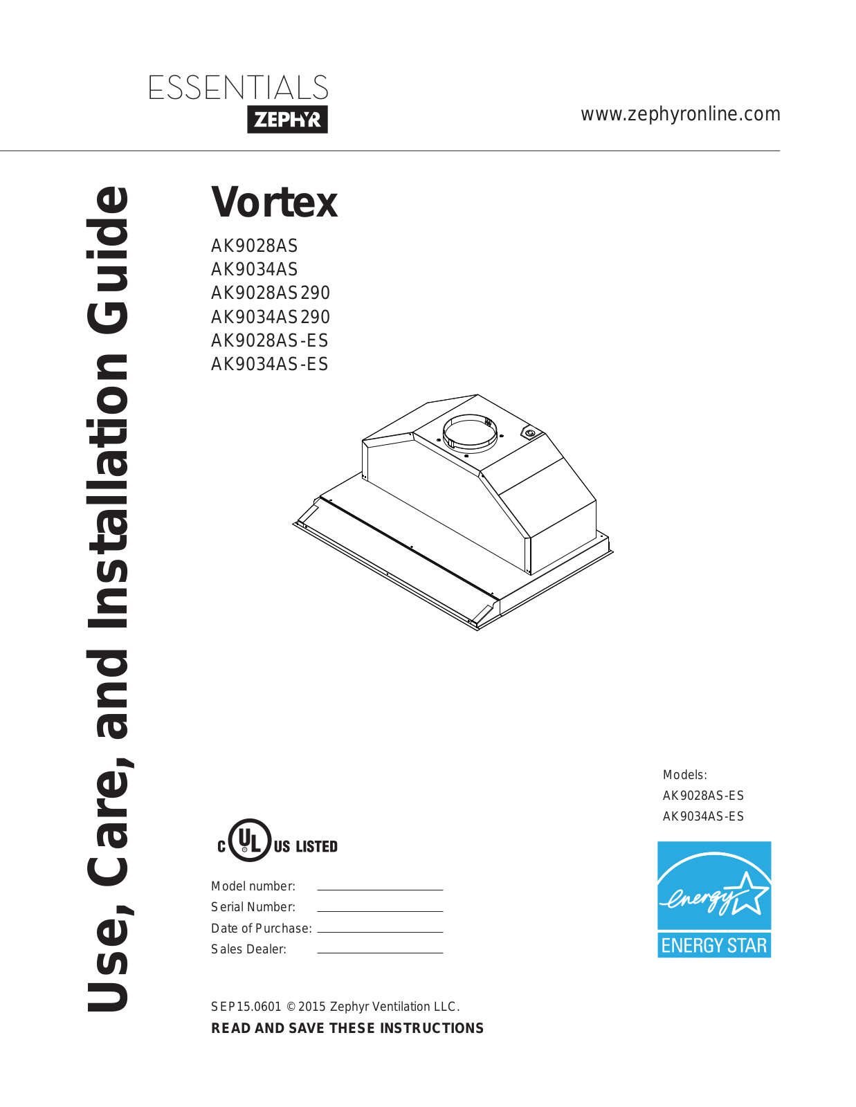 Zephyr AK9028AS, AK9028ASES User Manual