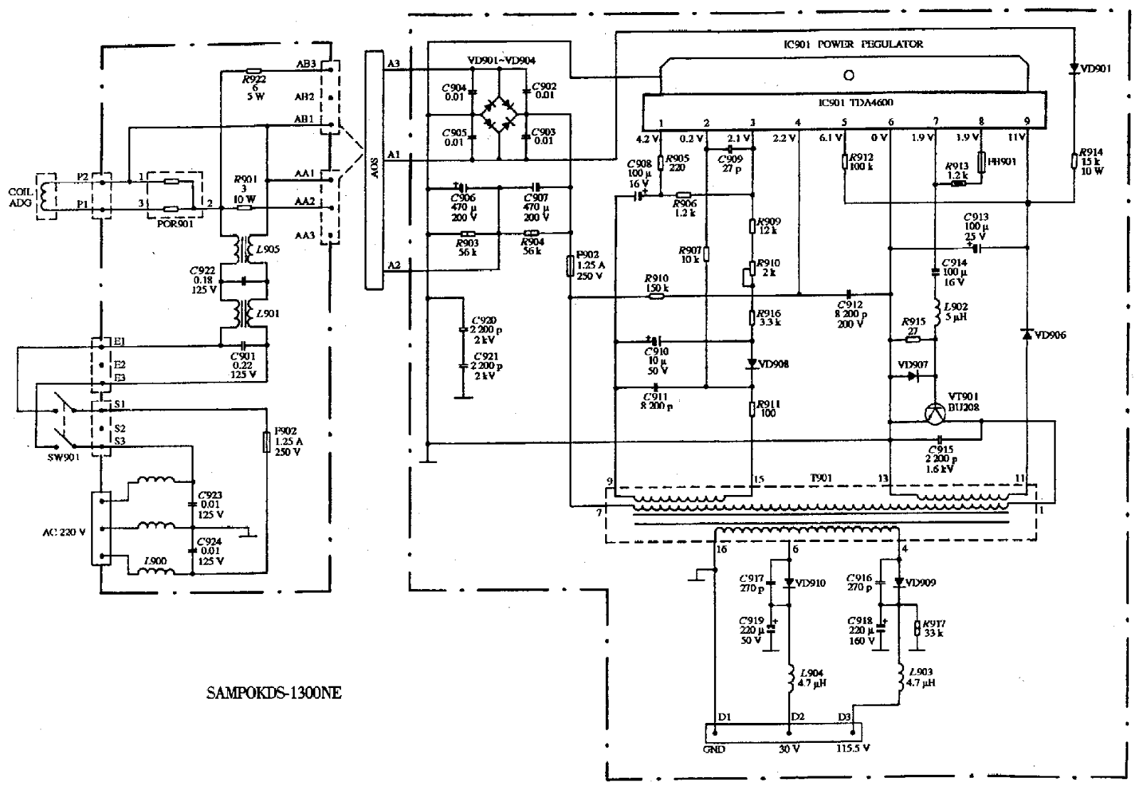 Sampo KDS1300NE Schema