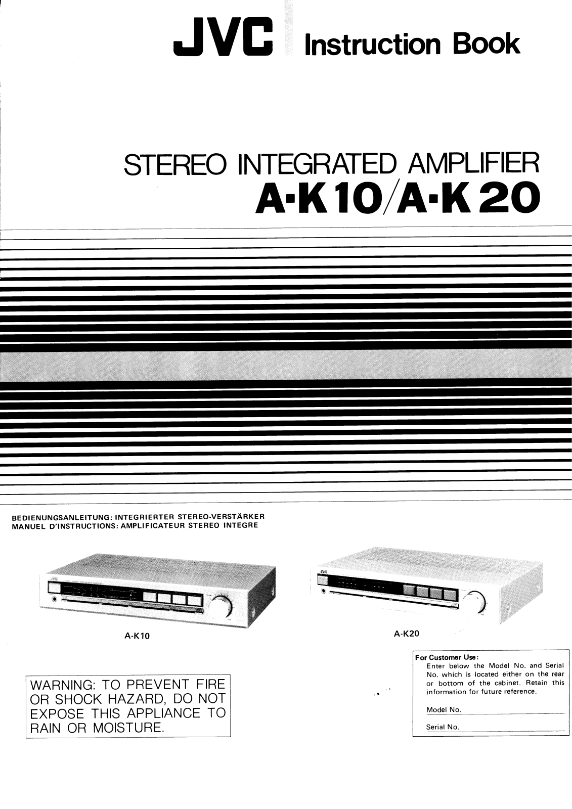 Jvc A-K20, A-K10 Owners Manual