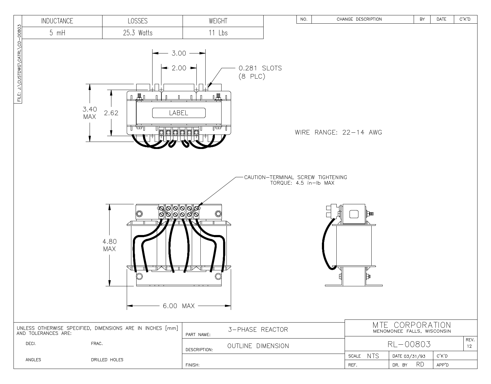 MTE RL-00803 CAD Drawings