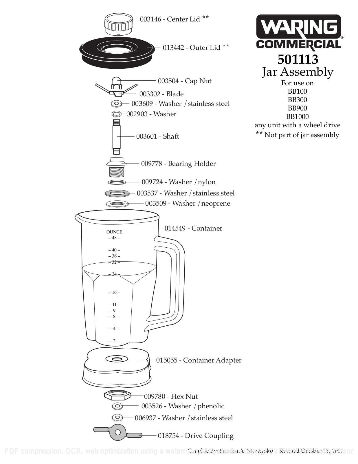 Waring 501113 Parts List