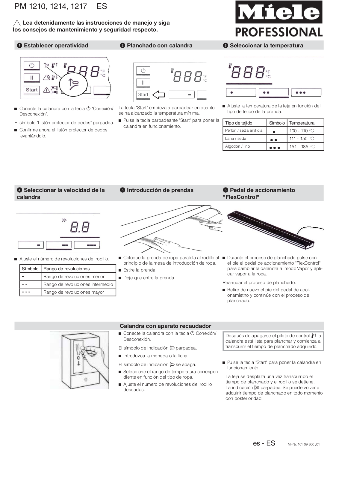 Miele PM 1210, PM 1214, PM 1217 Short operating instructions