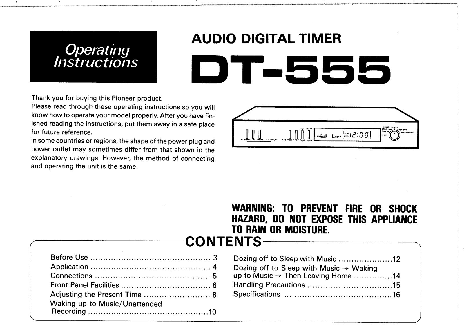 Pioneer DT-555 Owners manual
