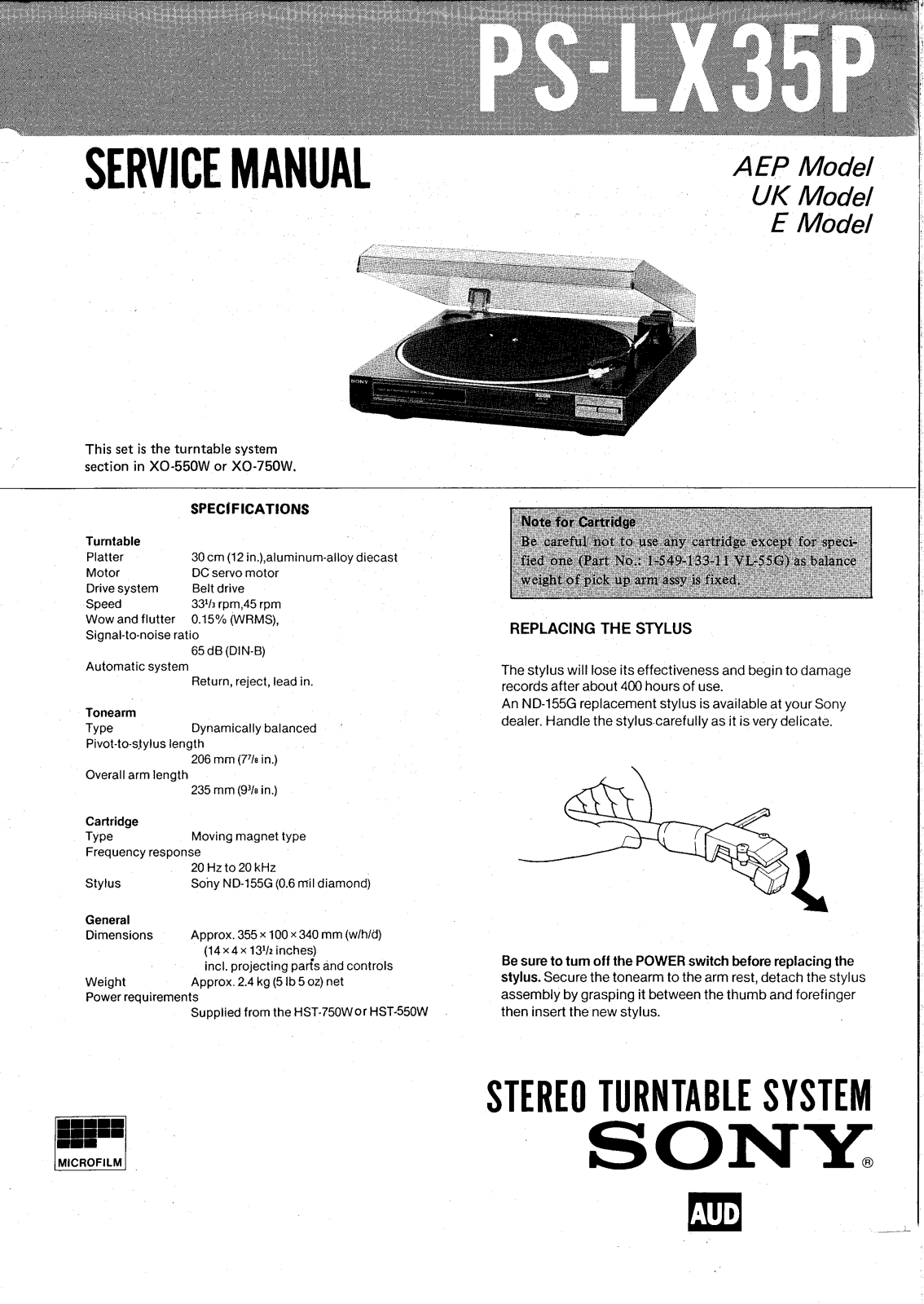 Sony PSLX-35-P Service manual