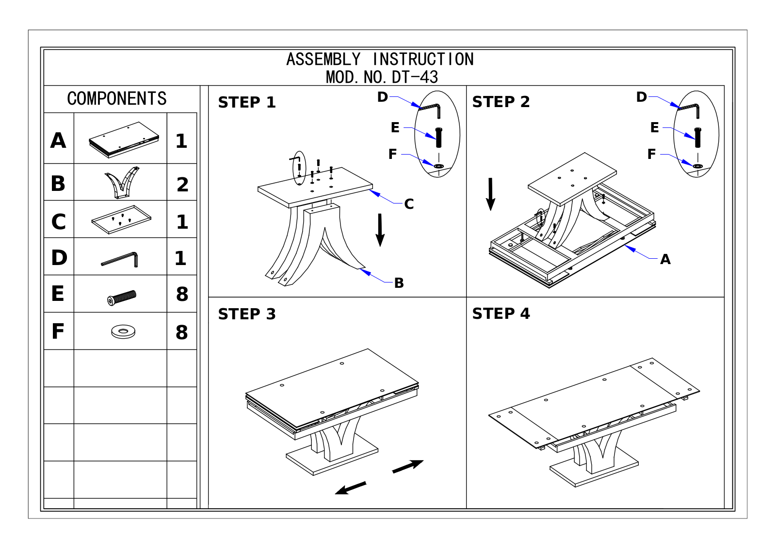 Stool Group DT-43 ASSEMBLY INSTRUCTIONS