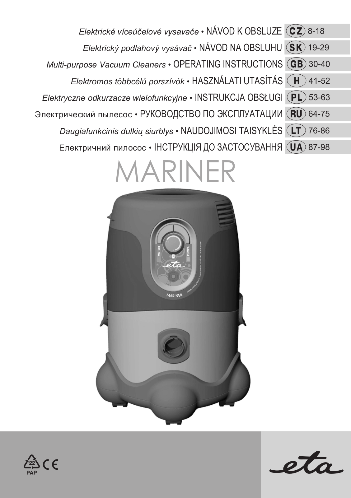 ETA Mariner 7865 90000 User Manual