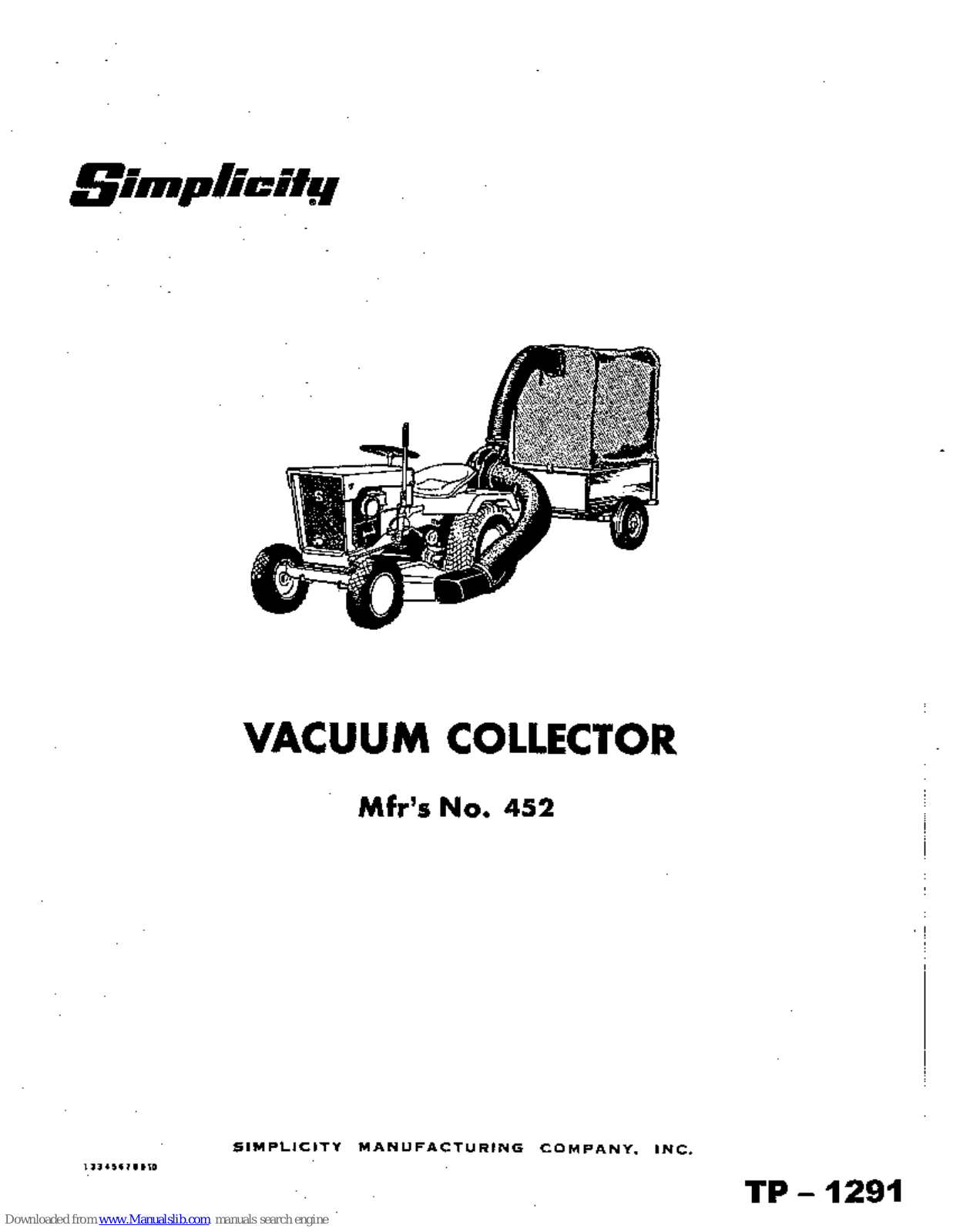 Simplicity TP-1291,452 Owner's Manual