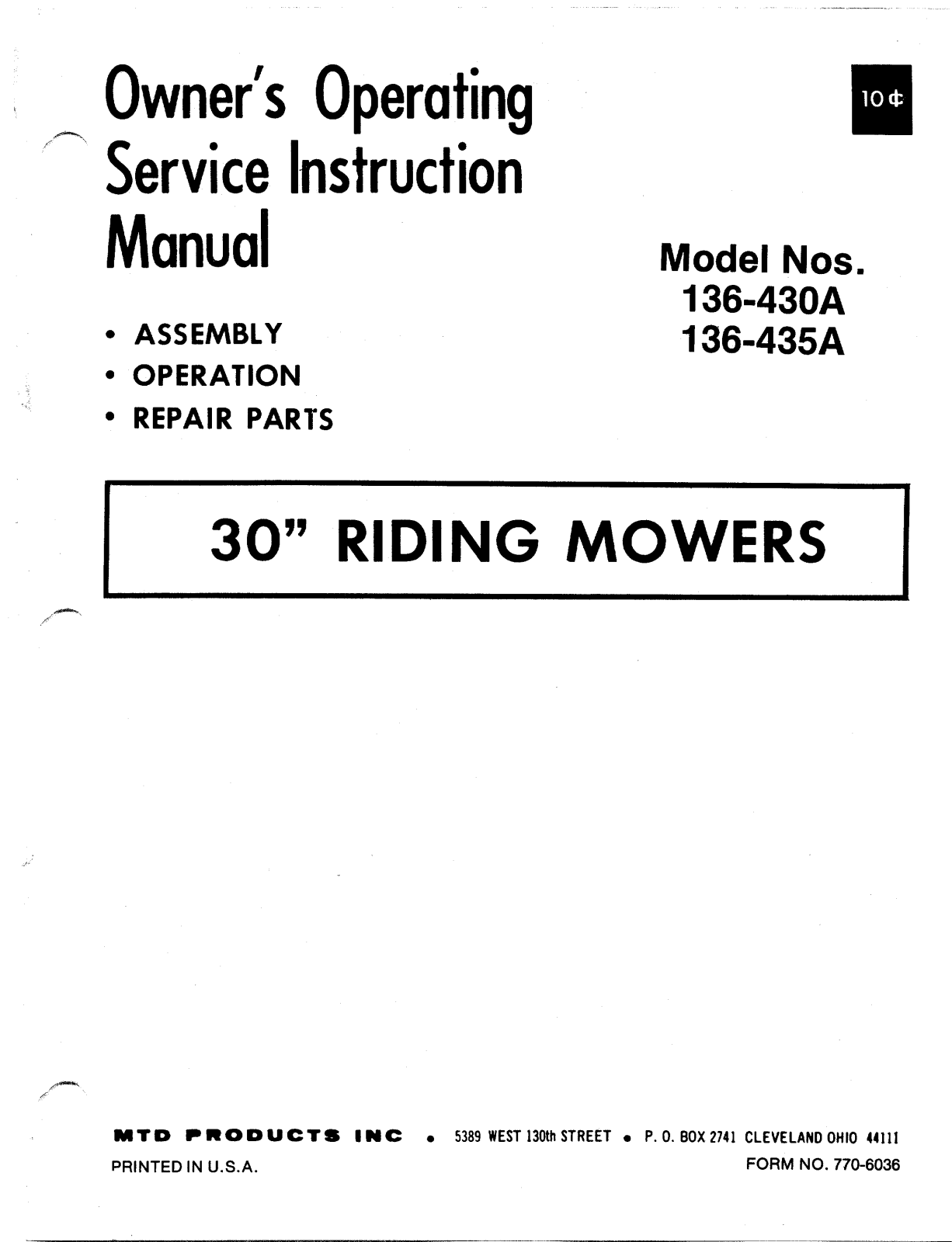 Bolens 136-430A, 136-435A User Manual